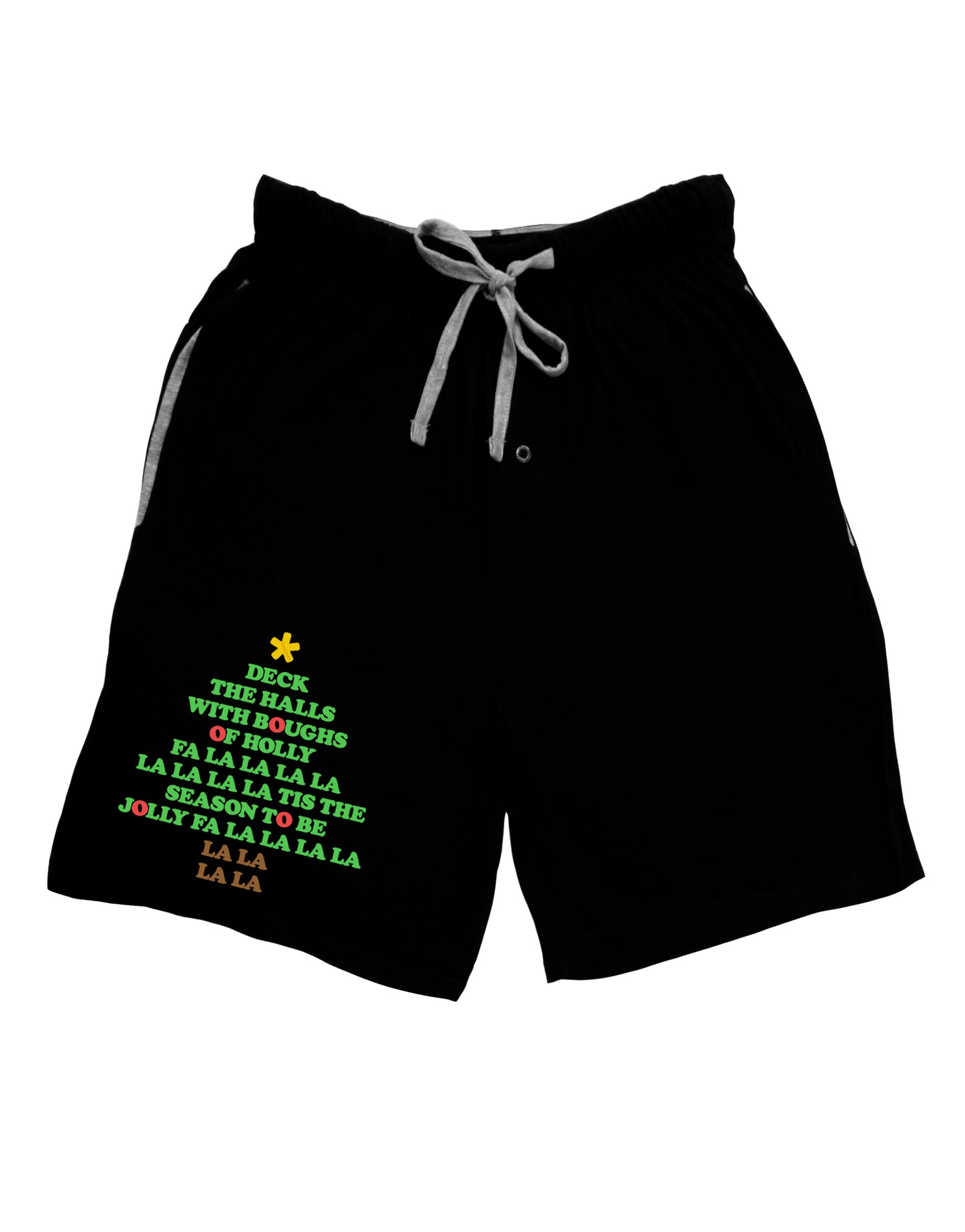 Deck the Halls Lyrics Christmas Tree Adult Lounge Shorts - Red or Black-Lounge Shorts-TooLoud-Black-Small-Davson Sales
