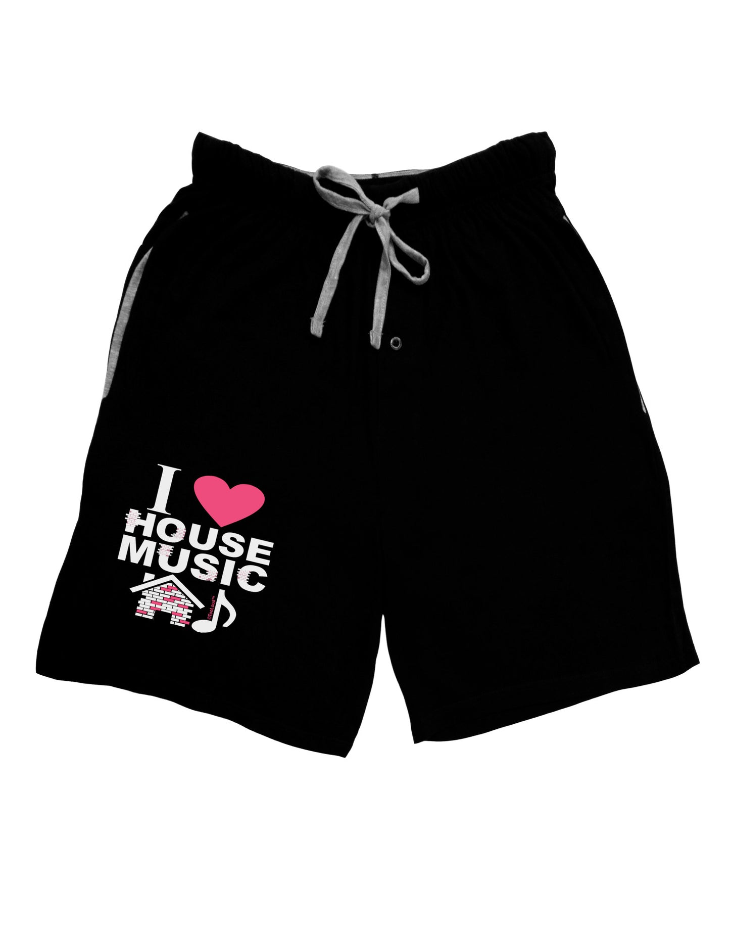 I Love House Pink Relaxed Adult Lounge Shorts-Lounge Shorts-TooLoud-Black-Small-Davson Sales