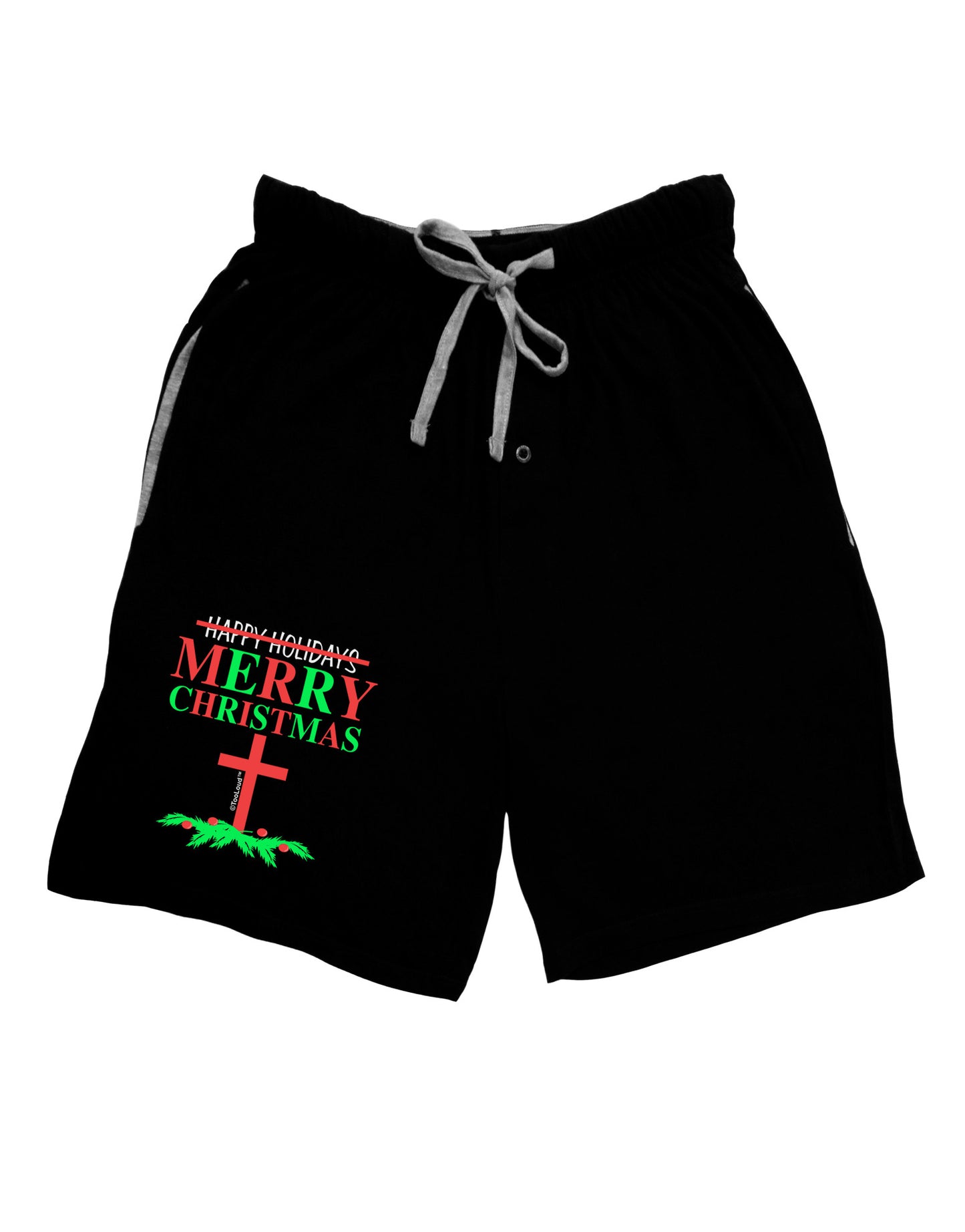 No Happy Holidays, Merry Christmas Relaxed Adult Lounge Shorts-Lounge Shorts-TooLoud-Black-Small-Davson Sales