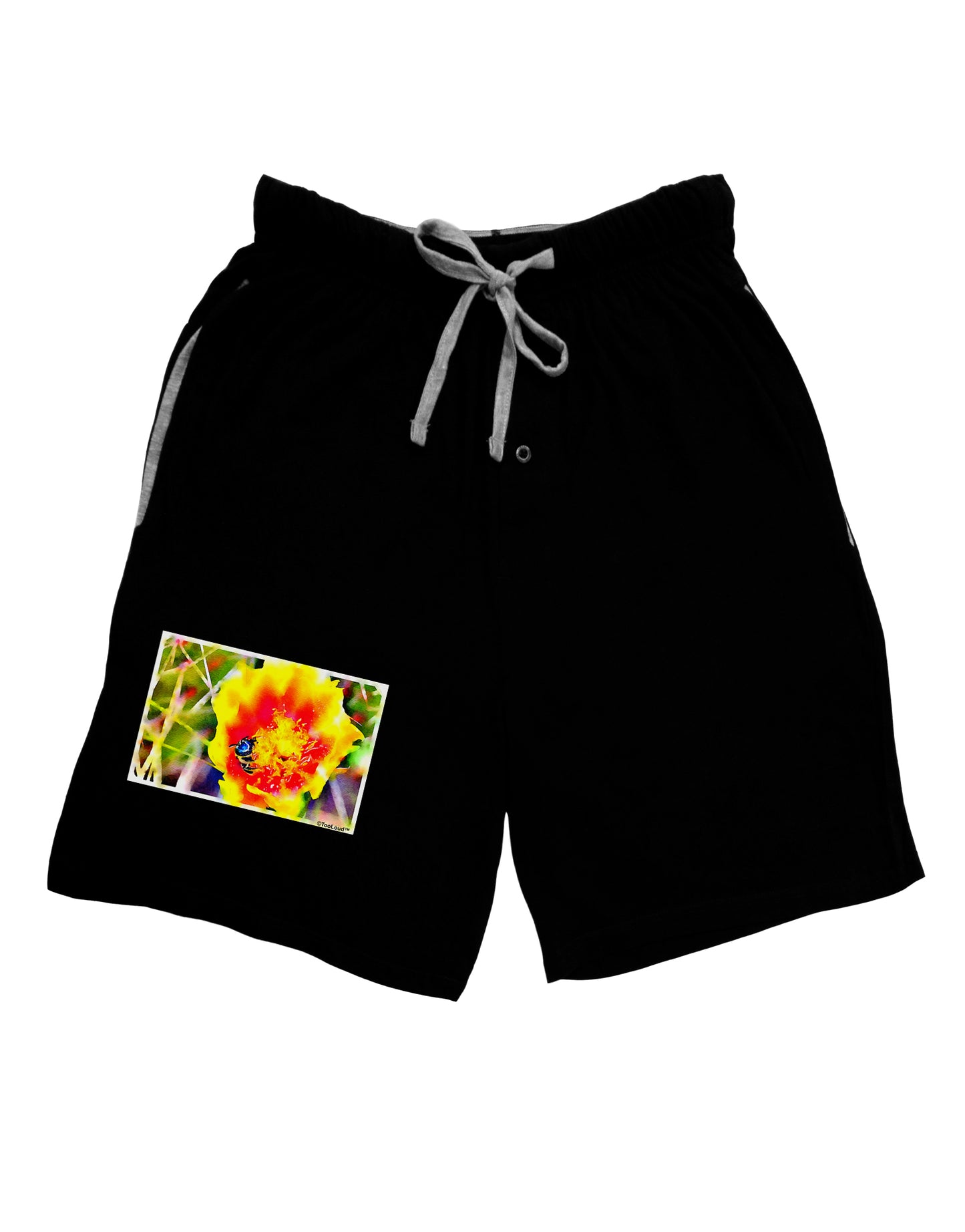 Bee Cactus Watercolor Adult Lounge Shorts-Lounge Shorts-TooLoud-Black-Small-Davson Sales