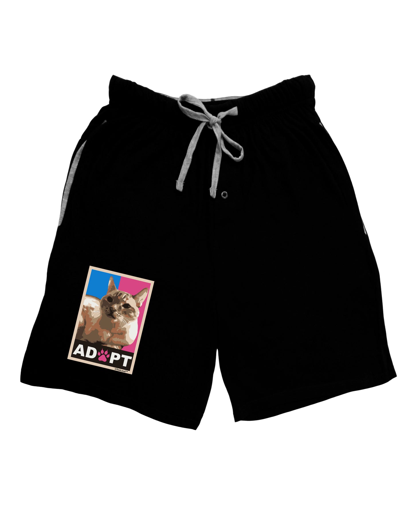 Adopt Cute Kitty Cat Adoption Adult Lounge Shorts-Lounge Shorts-TooLoud-Black-Small-Davson Sales