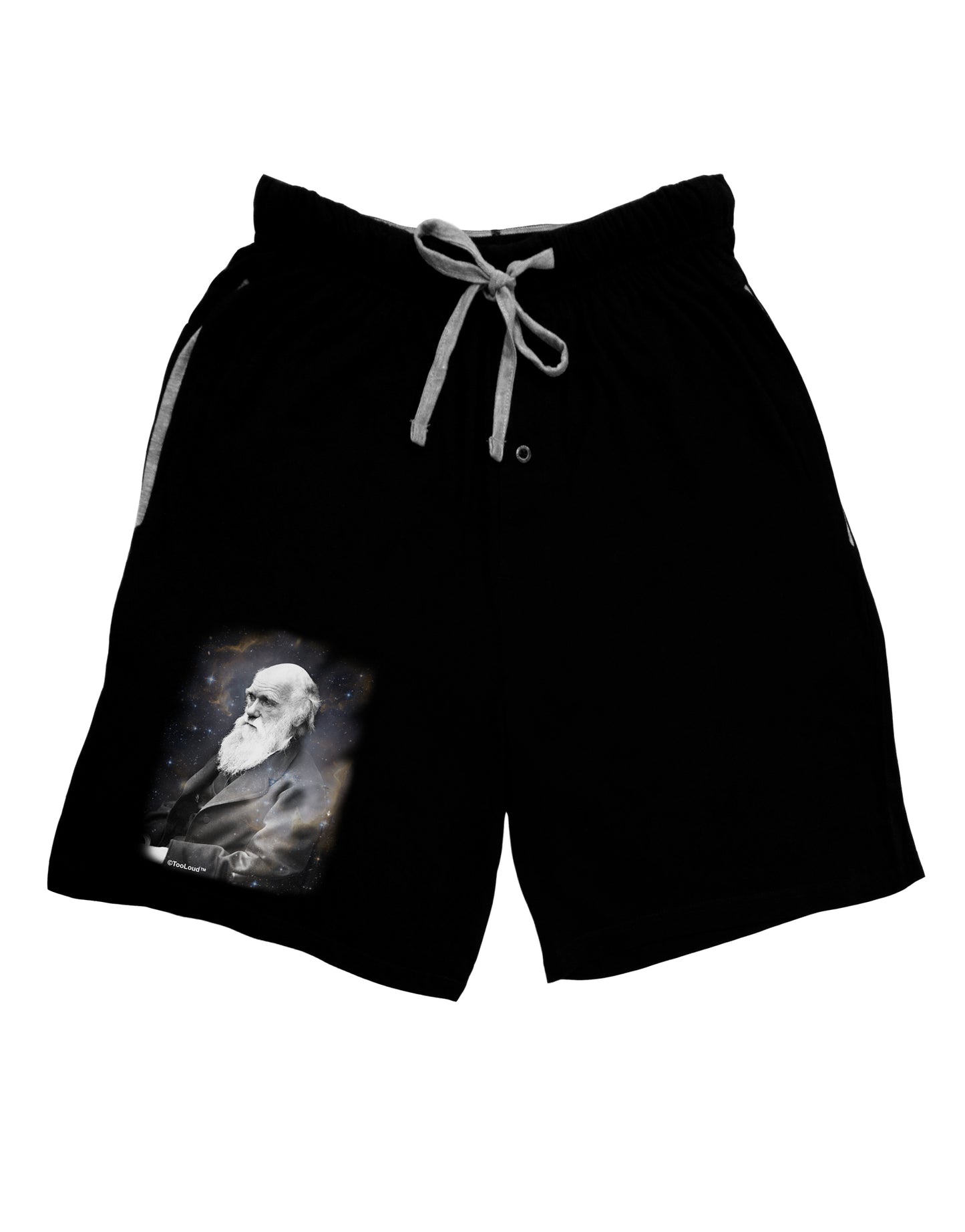 Charles Darwin In Space Adult Lounge Shorts by TooLoud-Lounge Shorts-TooLoud-Black-Small-Davson Sales