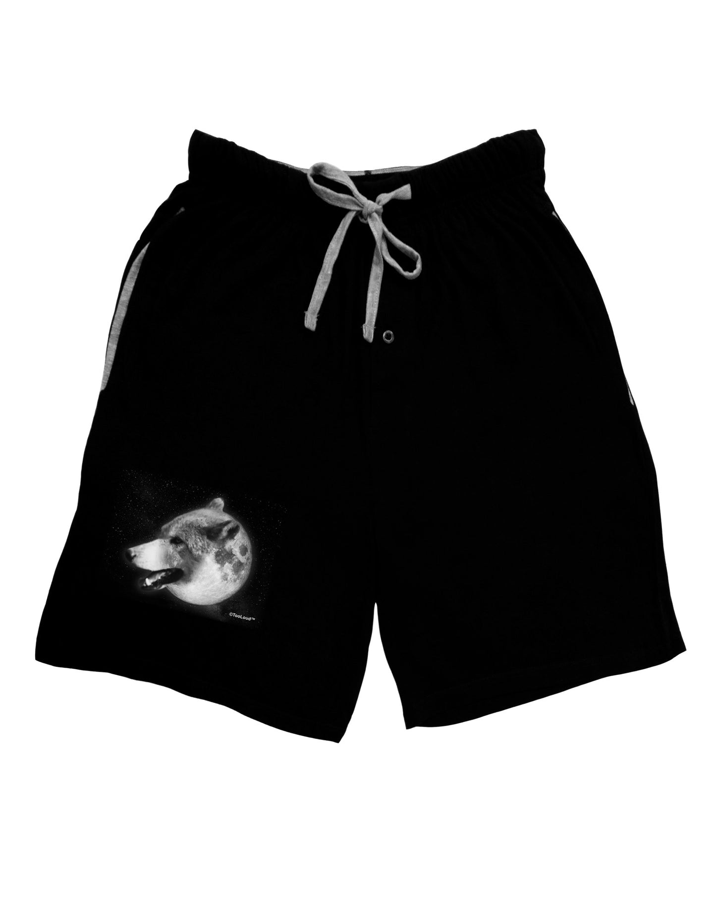 White Wolf Moon Adult Lounge Shorts-Lounge Shorts-TooLoud-Black-Small-Davson Sales