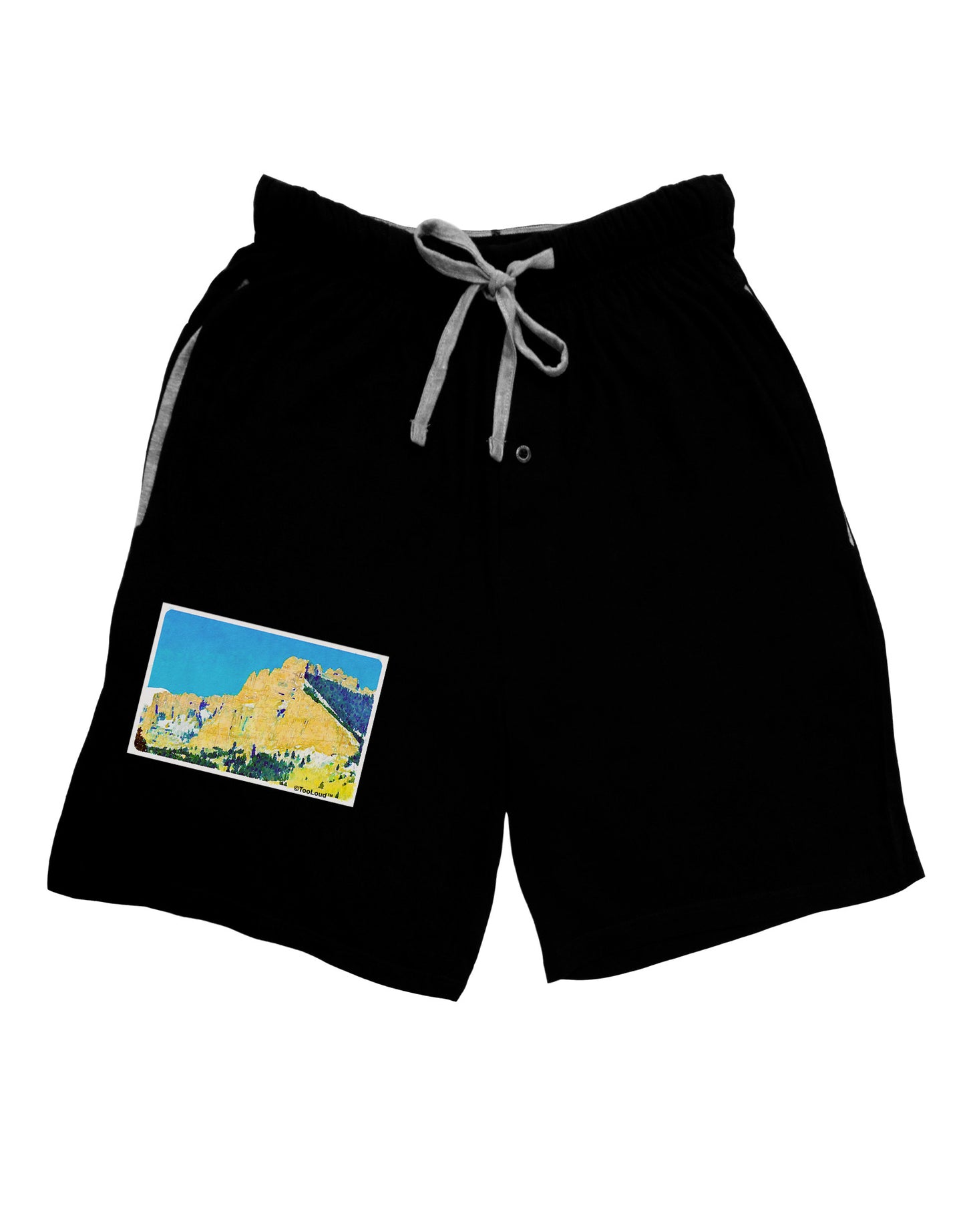 Colorado Snowy Mtns WaterColor Relaxed Adult Lounge Shorts-Lounge Shorts-TooLoud-Black-Small-Davson Sales