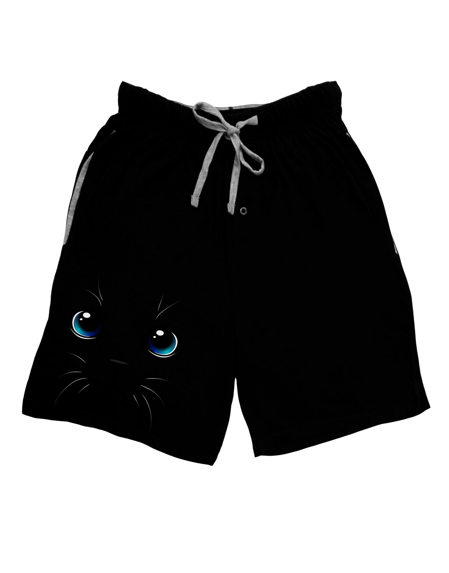 Blue-Eyed Cute Cat Face Adult Lounge Shorts-Lounge Shorts-TooLoud-Black-Small-Davson Sales