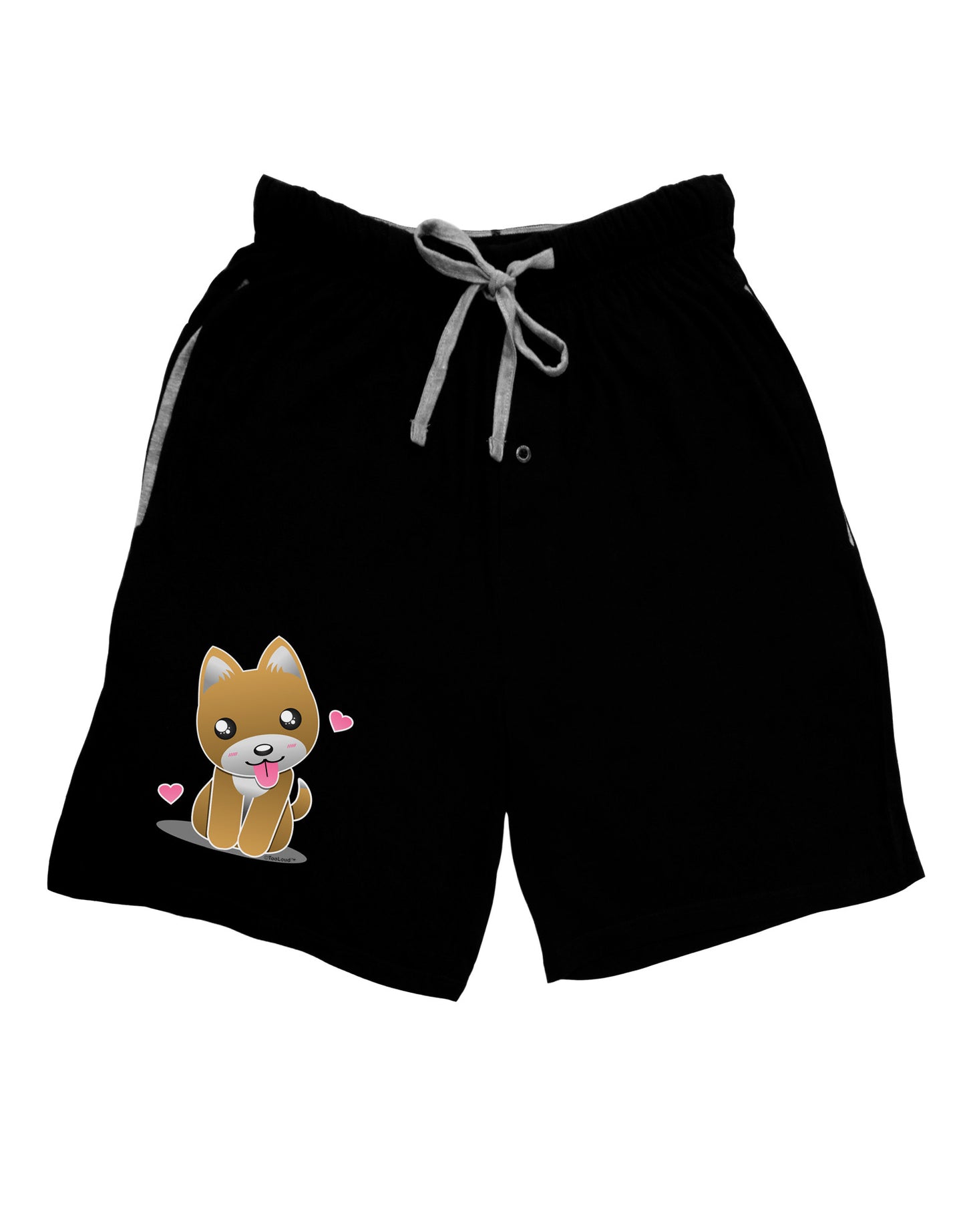Kawaii Puppy Adult Lounge Shorts-Lounge Shorts-TooLoud-Black-Small-Davson Sales