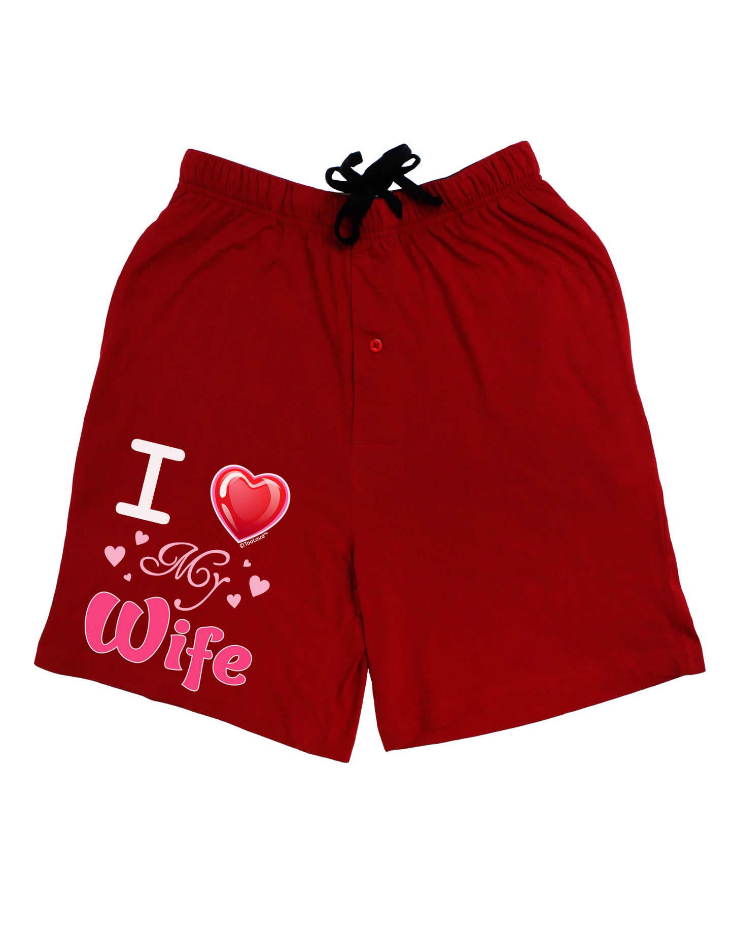 I Love Heart My Wife Adult Lounge Shorts - Red- Medium-Lounge Shorts-TooLoud-Davson Sales
