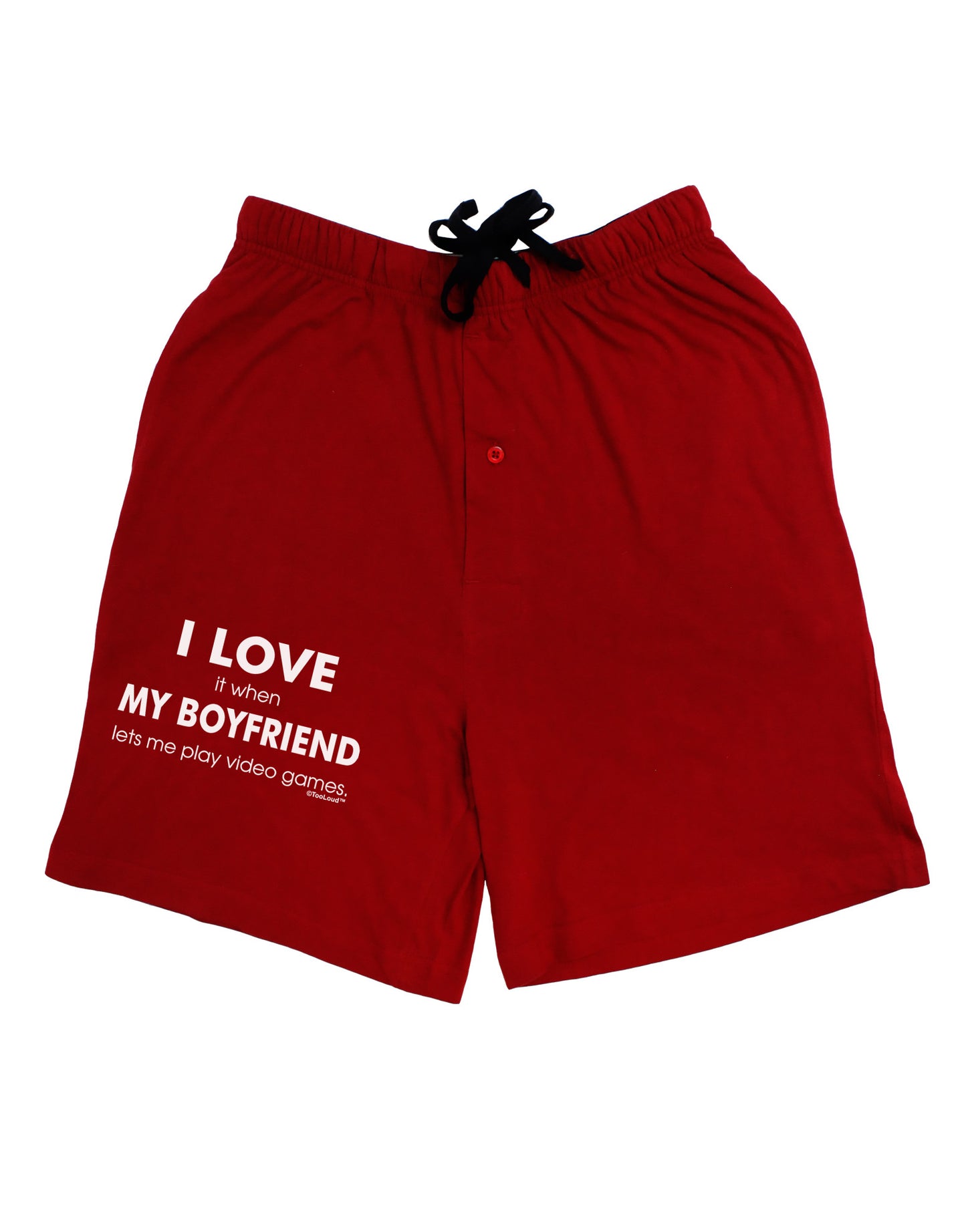 I Love My Boyfriend Videogames Adult Lounge Shorts-Lounge Shorts-TooLoud-Red-Small-Davson Sales