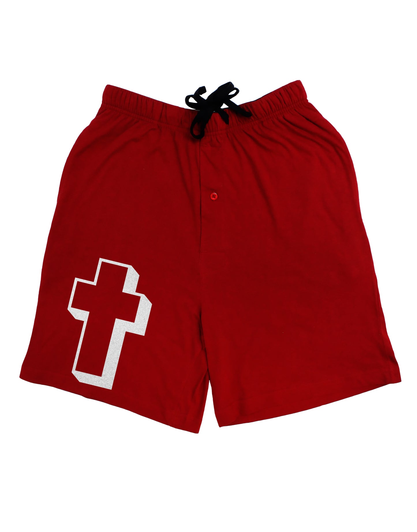 Simple Cross Design Glitter - White Adult Lounge Shorts - Red or Black by TooLoud-Lounge Shorts-TooLoud-Red-Small-Davson Sales