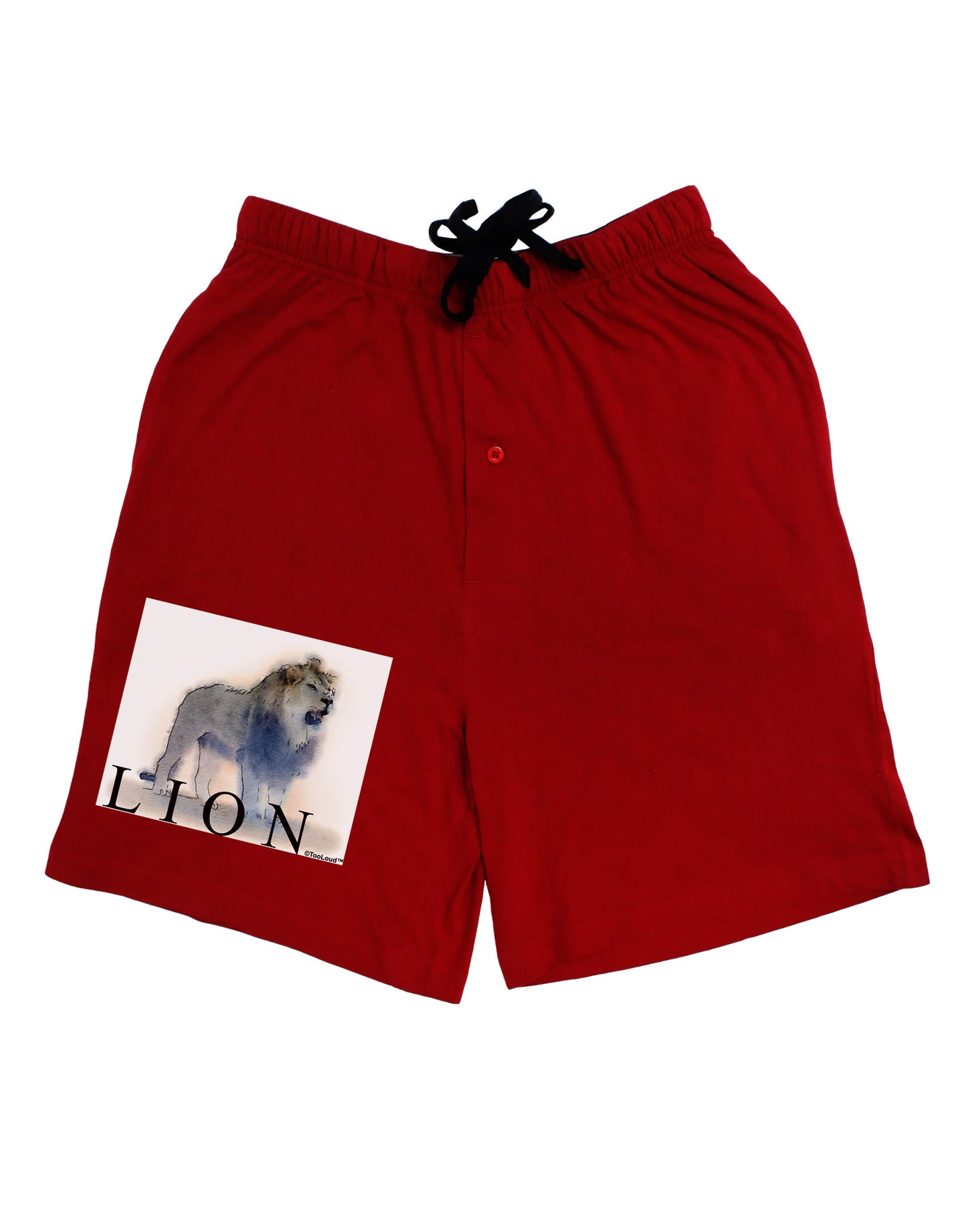 Lion Watercolor B Text Adult Lounge Shorts-Lounge Shorts-TooLoud-Red-Small-Davson Sales