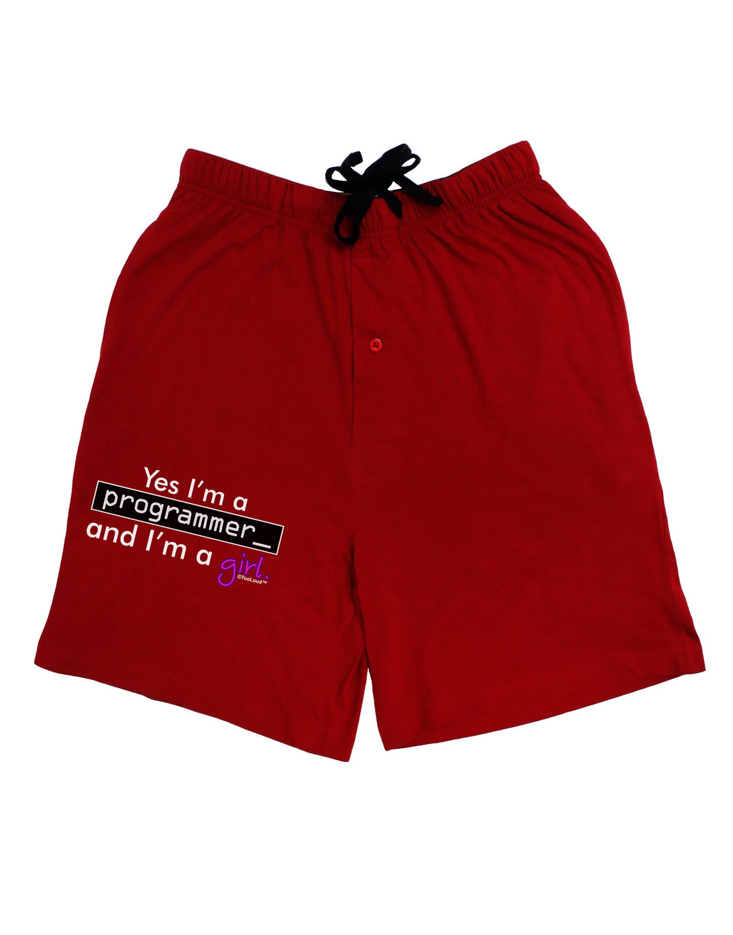 TooLoud Yes I am a Programmer Girl Adult Lounge Shorts-Lounge Shorts-TooLoud-Red-Small-Davson Sales