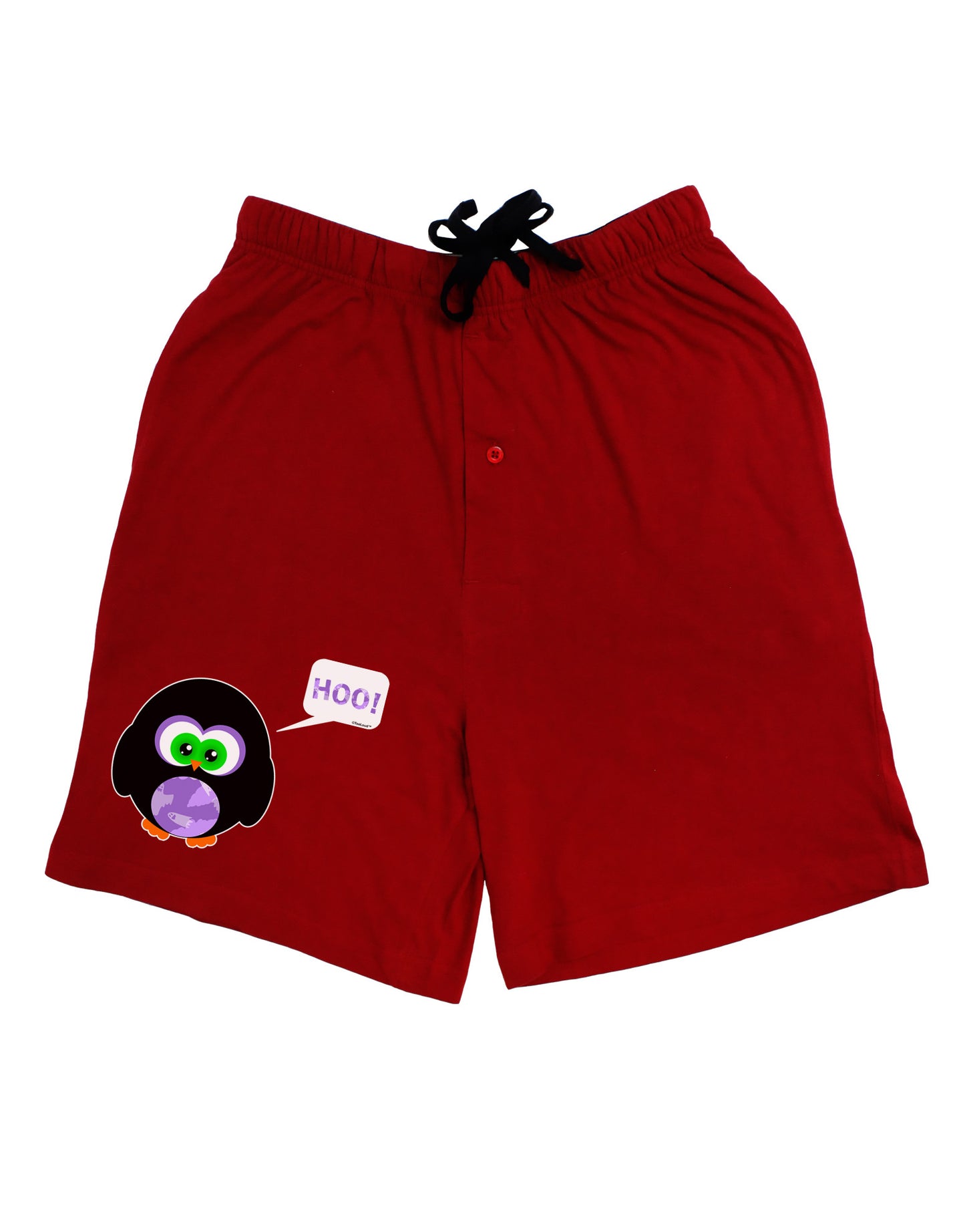 Cute Owl Halloween Hoo Adult Lounge Shorts - Red or Black-Lounge Shorts-TooLoud-Red-Small-Davson Sales