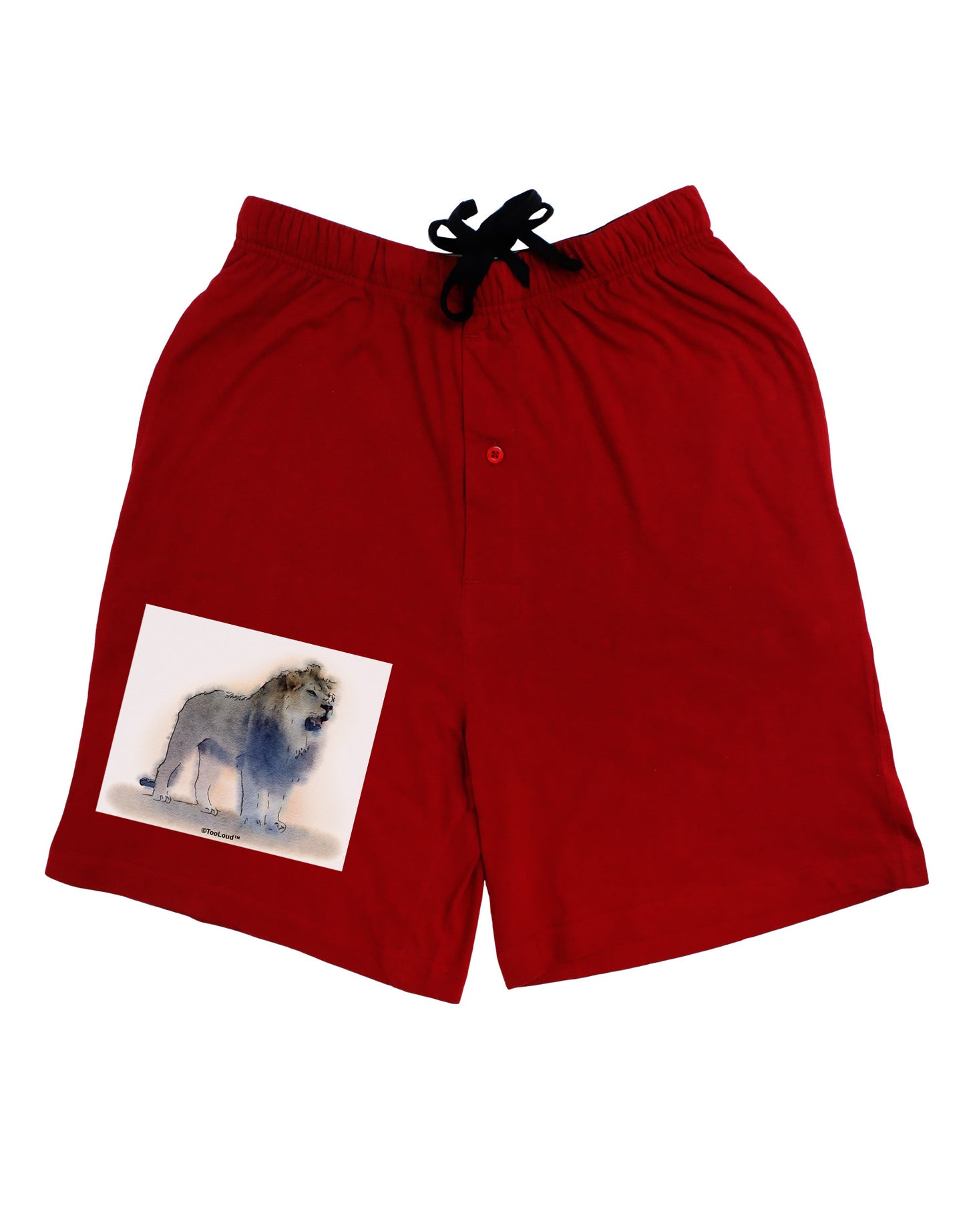 Lion Watercolor B Adult Lounge Shorts-Lounge Shorts-TooLoud-Red-Small-Davson Sales