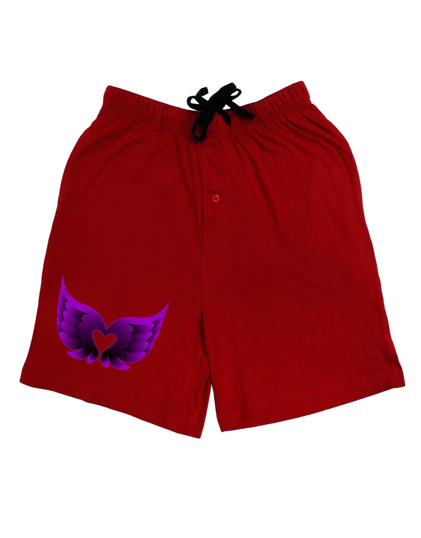 Cute Dark Angel Wings Black and Purple Heart Adult Lounge Shorts - Red or Black by TooLoud-Lounge Shorts-TooLoud-Red-Small-Davson Sales