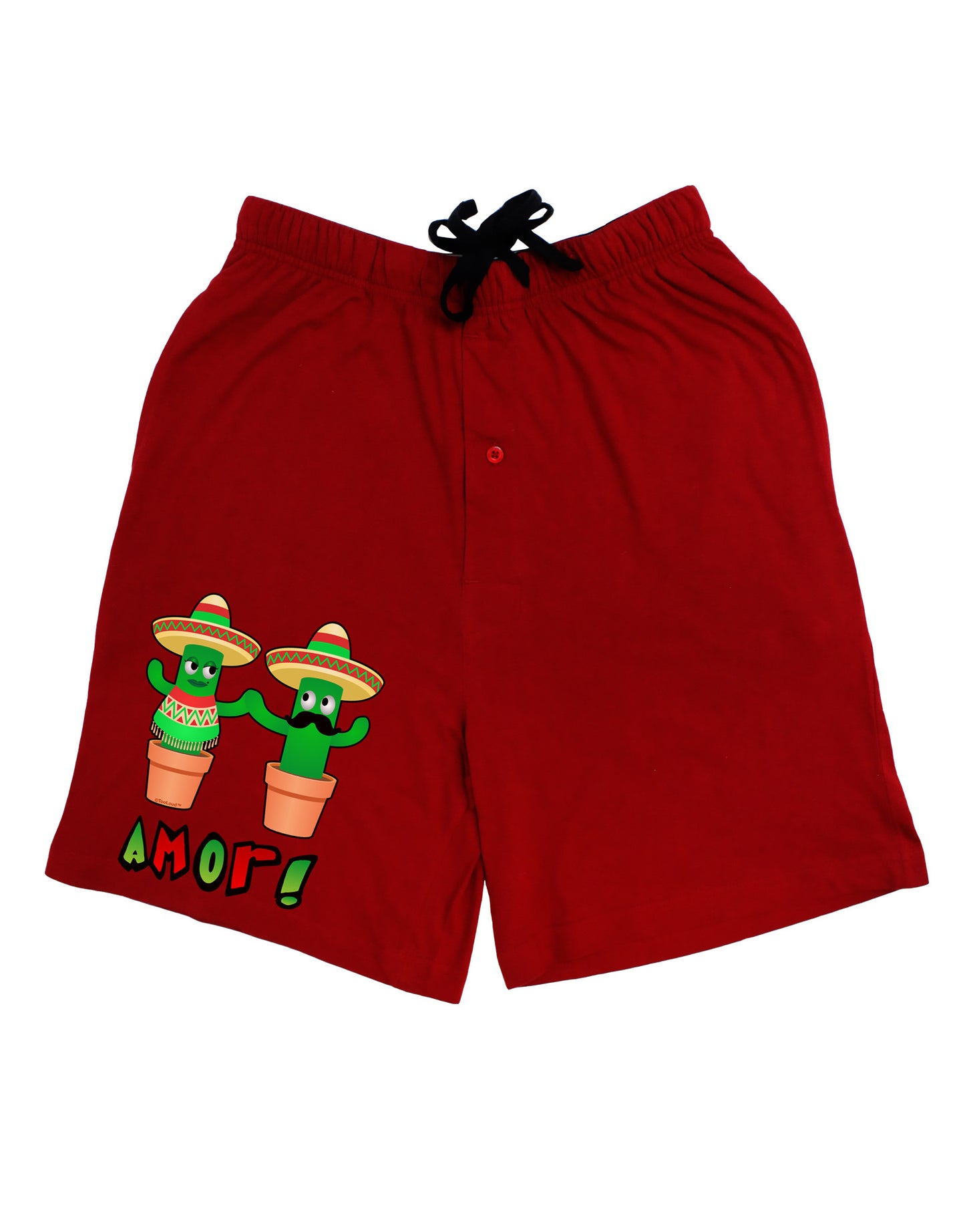 Fiesta Cactus Couple Amor Adult Lounge Shorts-Lounge Shorts-TooLoud-Red-Small-Davson Sales
