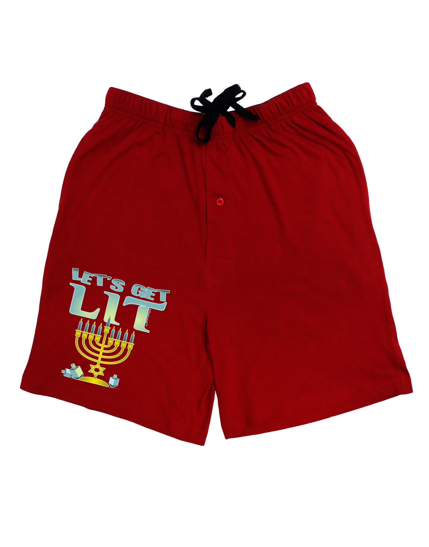 Let's Get Lit Menorah Adult Lounge Shorts-Lounge Shorts-TooLoud-Red-Small-Davson Sales