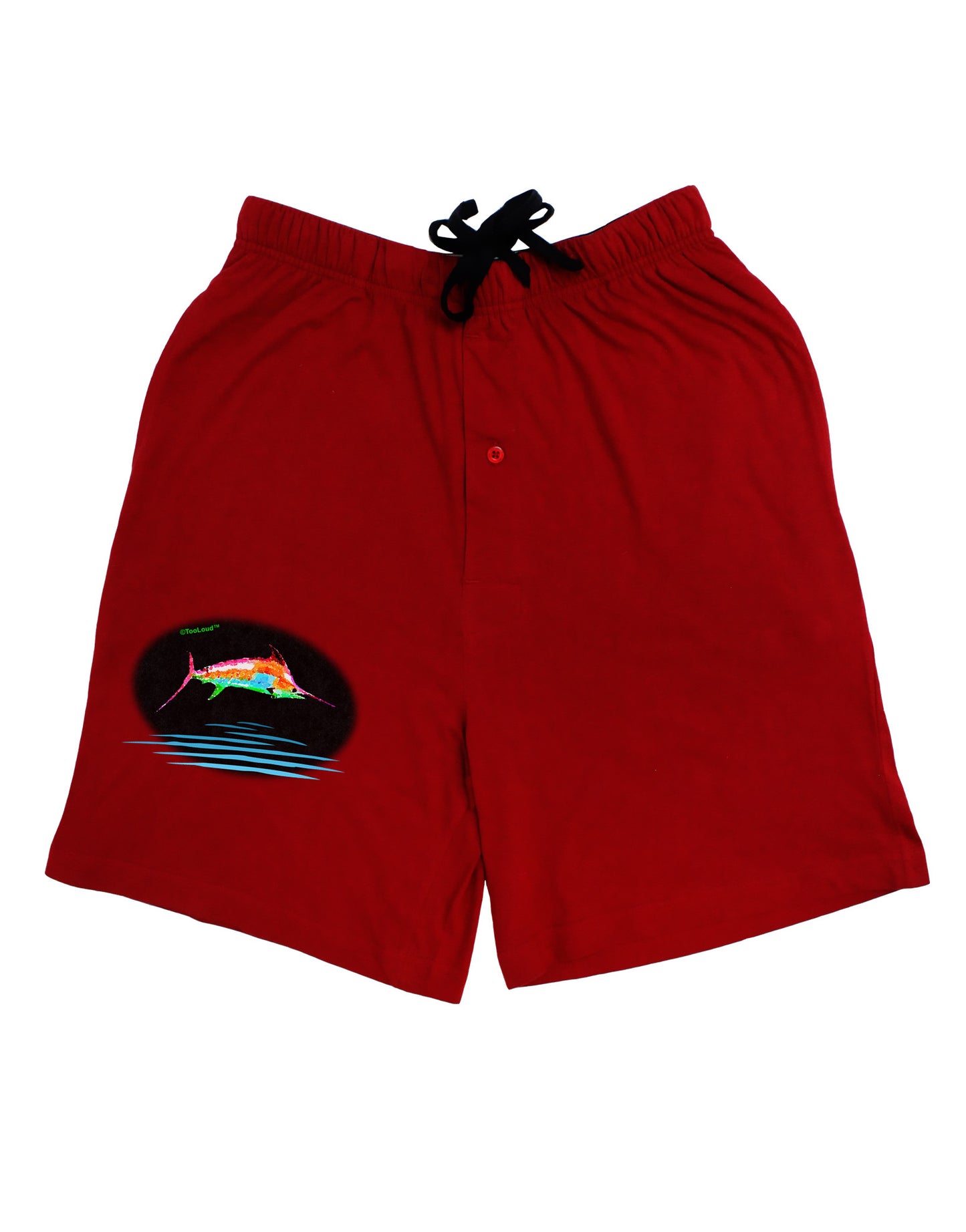 Colorful Swordfish Watercolor Relaxed Adult Lounge Shorts-Lounge Shorts-TooLoud-Red-Small-Davson Sales