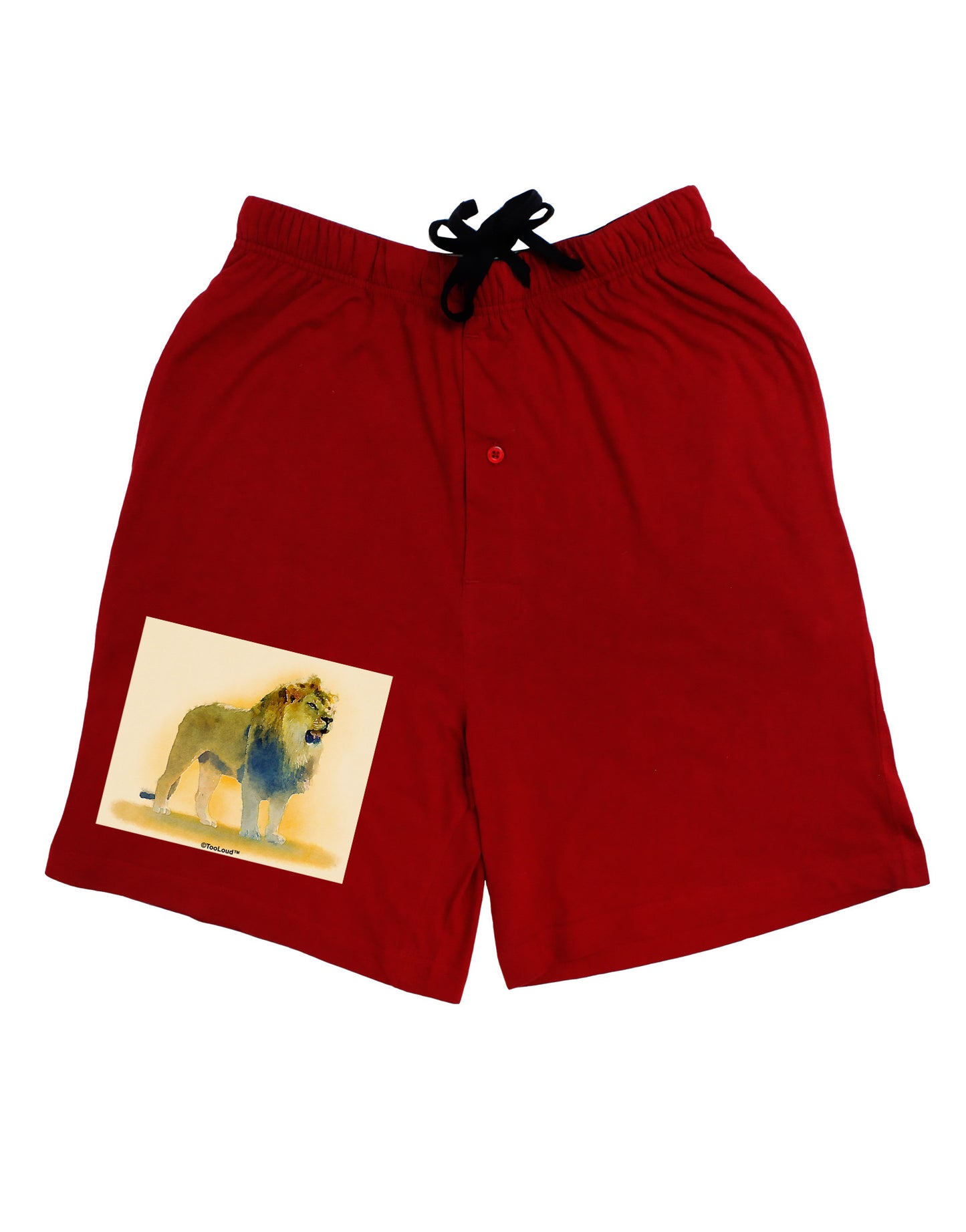 Lion Watercolor 1 Adult Lounge Shorts-Lounge Shorts-TooLoud-Red-Small-Davson Sales