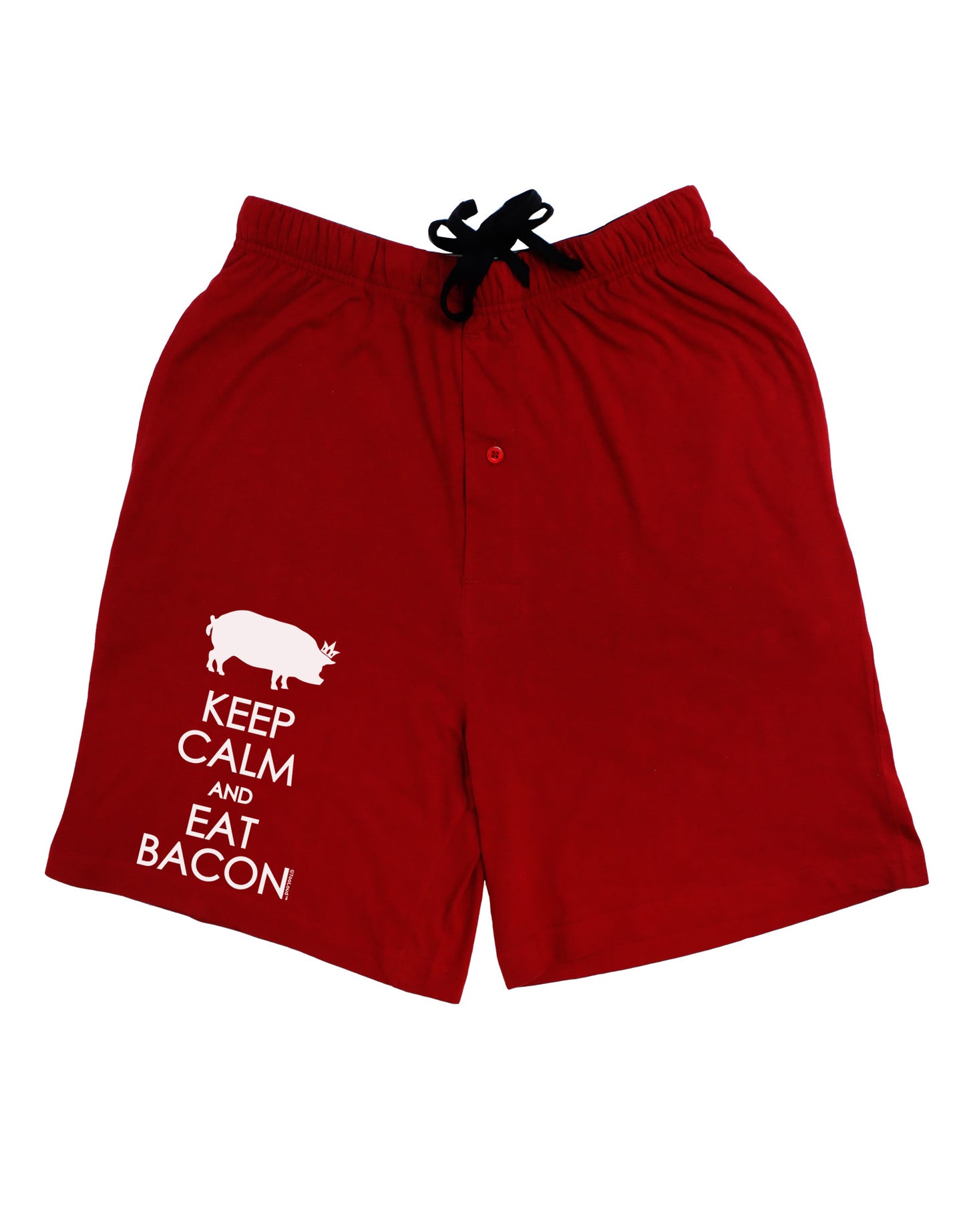 Keep Calm and Eat Bacon Adult Lounge Shorts-Lounge Shorts-TooLoud-Red-Small-Davson Sales