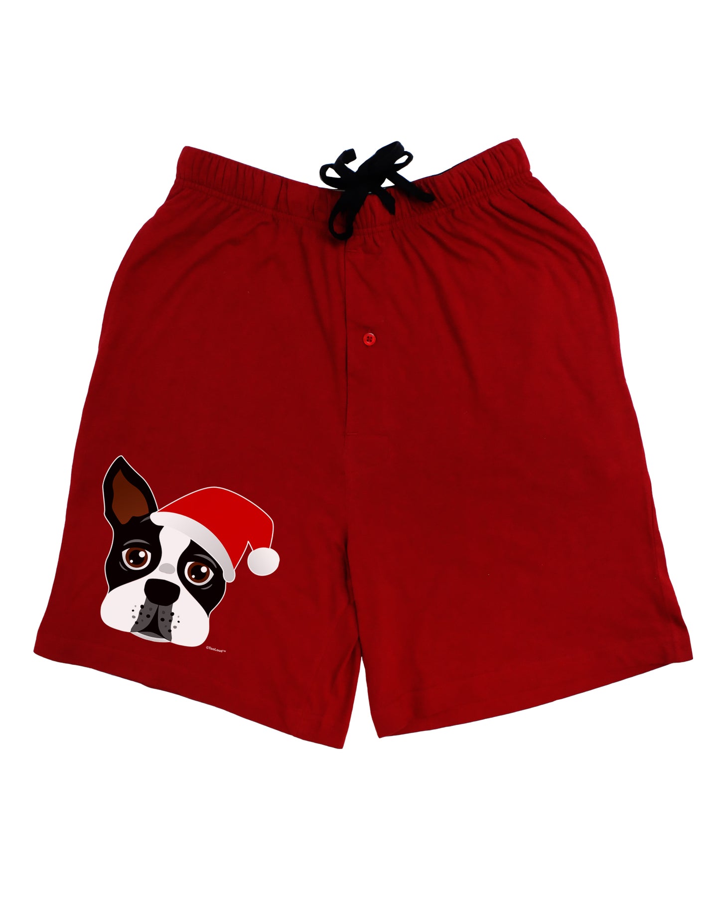 Cute Dog with Santa Hat - Christmas Adult Lounge Shorts - Red or Black by TooLoud-Lounge Shorts-TooLoud-Red-Small-Davson Sales