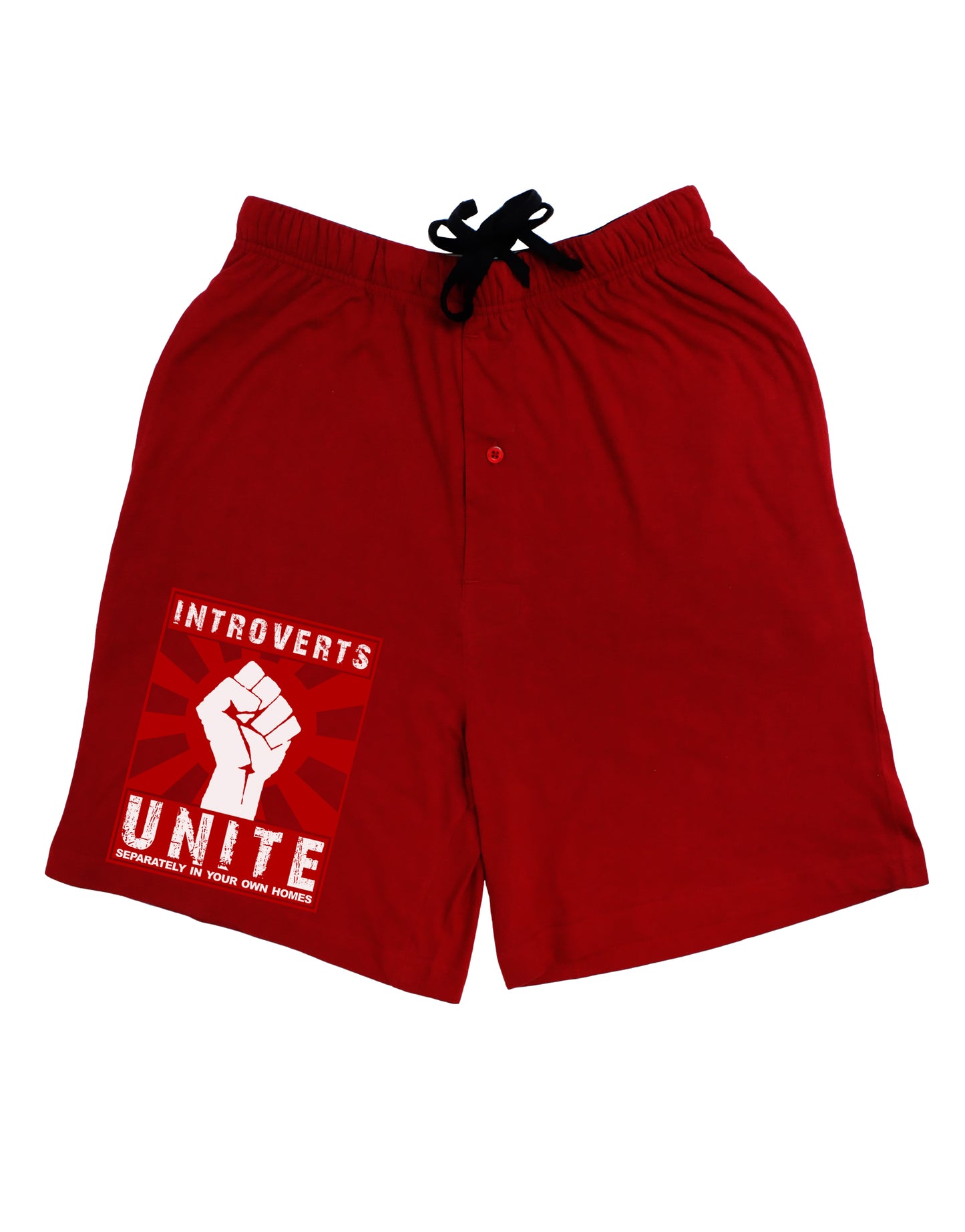 Introverts Unite Funny Adult Lounge Shorts by TooLoud-Lounge Shorts-TooLoud-Red-Small-Davson Sales