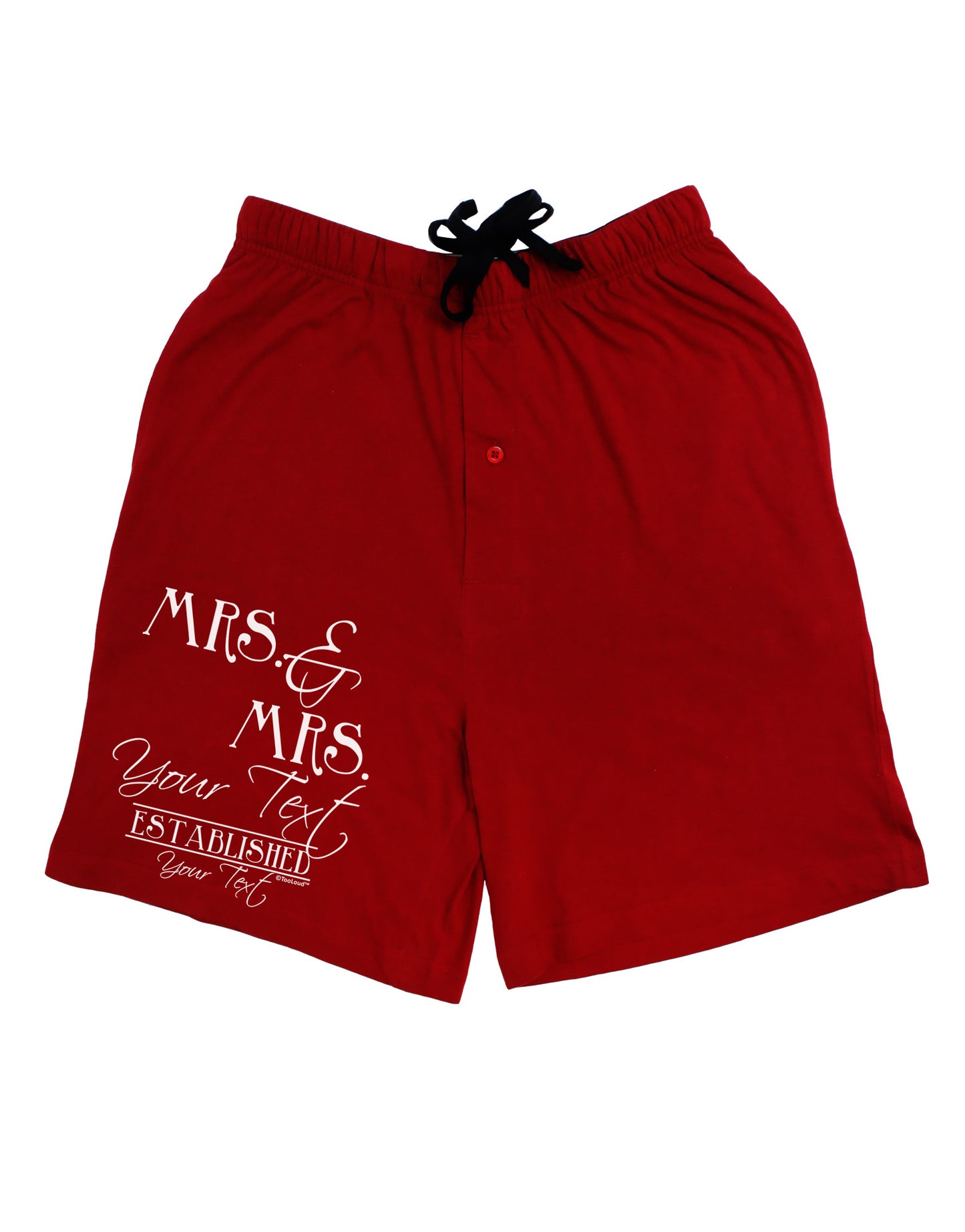 Personalized Mrs and Mrs Lesbian Wedding - Name- Established -Date- Design Adult Lounge Shorts-Lounge Shorts-TooLoud-Red-Small-Davson Sales