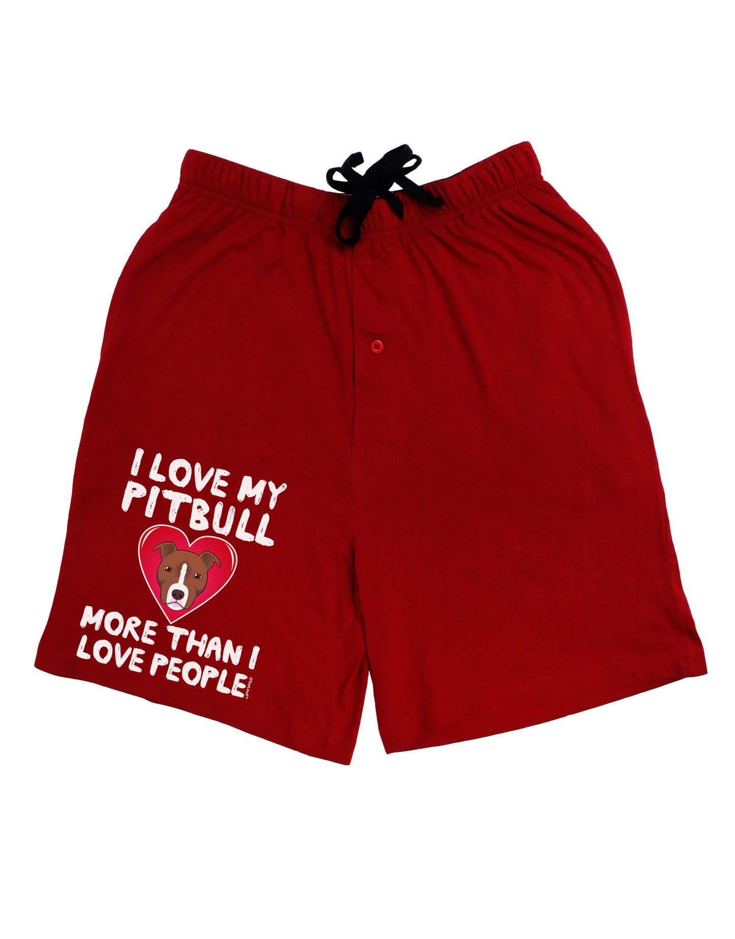 Love Pitbull More Than People Adult Lounge Shorts-Lounge Shorts-TooLoud-Red-Small-Davson Sales