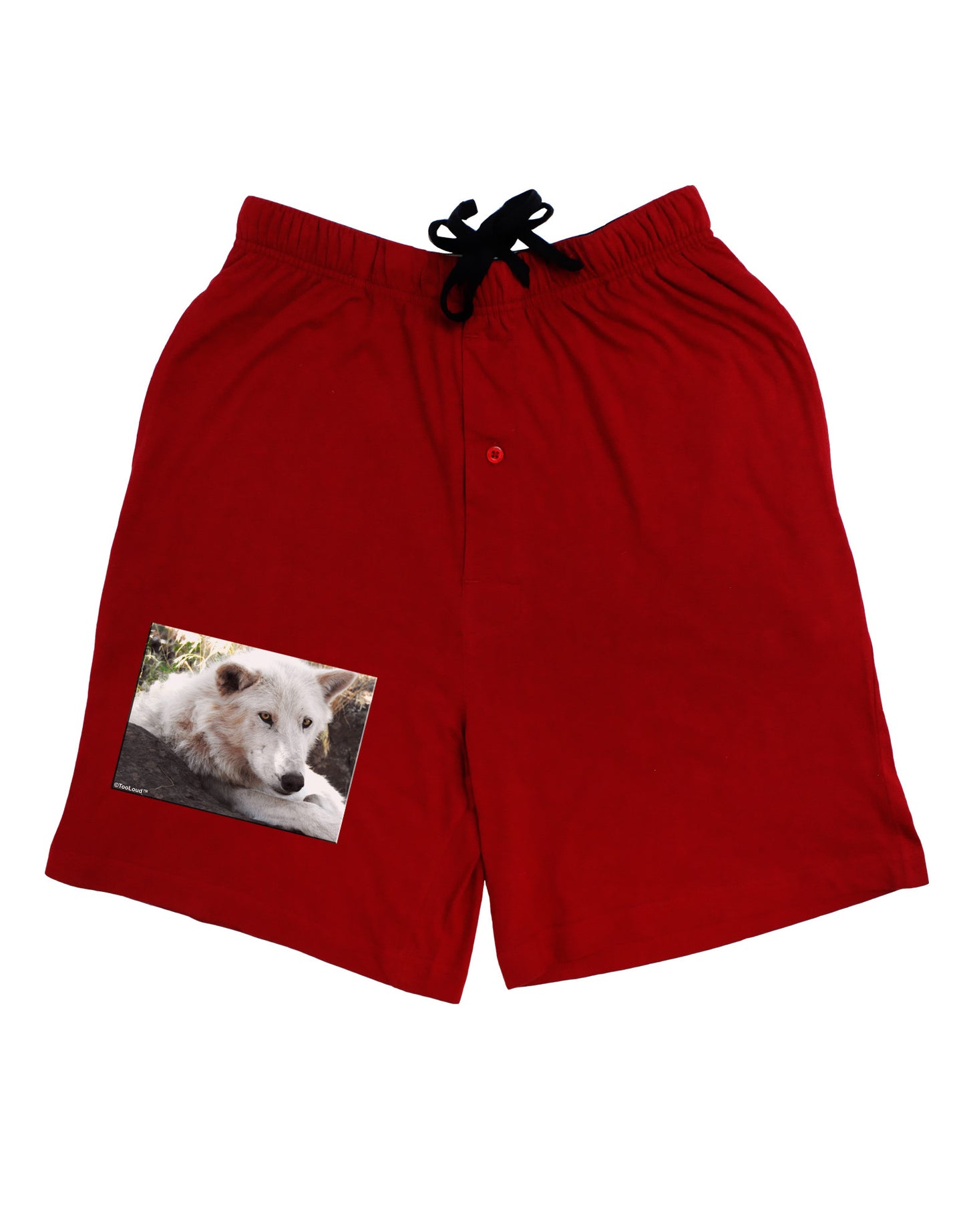 Laying White Wolf Adult Lounge Shorts-Lounge Shorts-TooLoud-Red-Small-Davson Sales