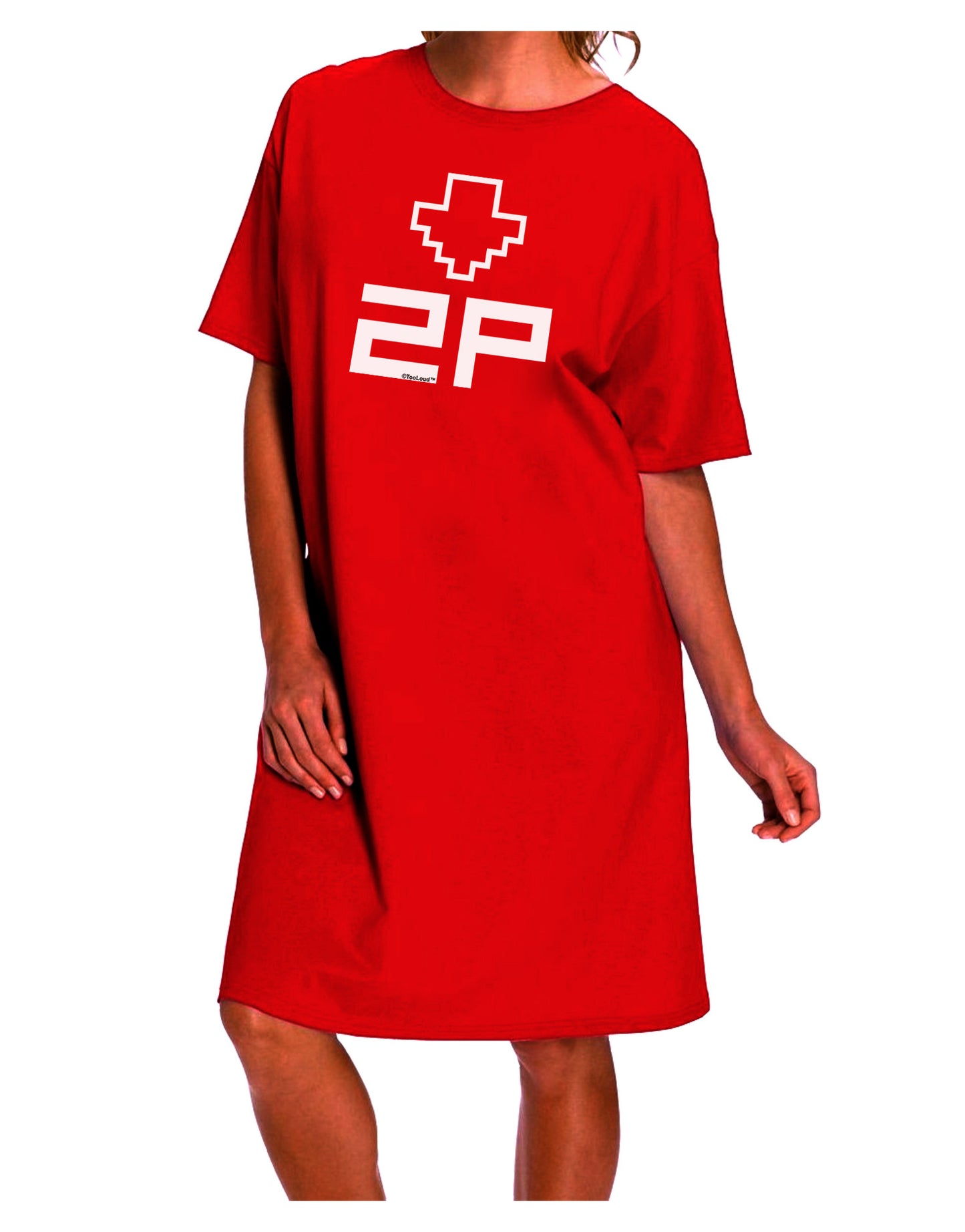 Night Shirt Dress with Player Two Selection Icon in Dark Adult-Night Shirt-TooLoud-Red-One-Size-Fits-Most-Davson Sales