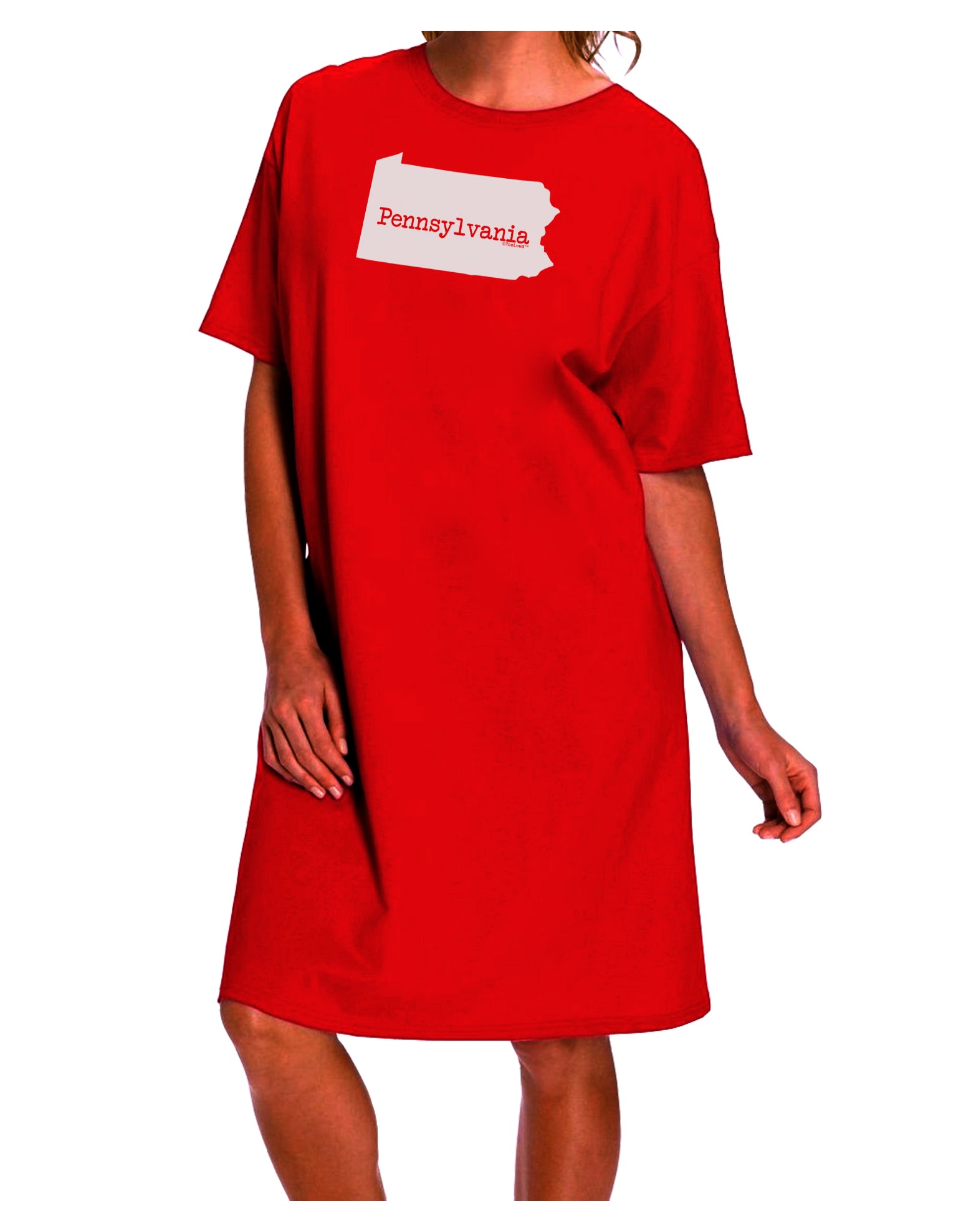 Pennsylvania - United States Shape Adult Night Shirt Dress offered by TooLoud-Night Shirt-TooLoud-Red-One-Size-Davson Sales