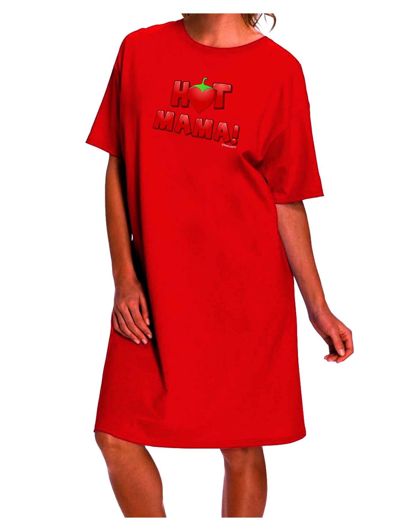 Trendy and Stylish Adult Night Shirt Dress with Hot Mama Chili Heart Design-Night Shirt-TooLoud-Red-One-Size-Fits-Most-Davson Sales
