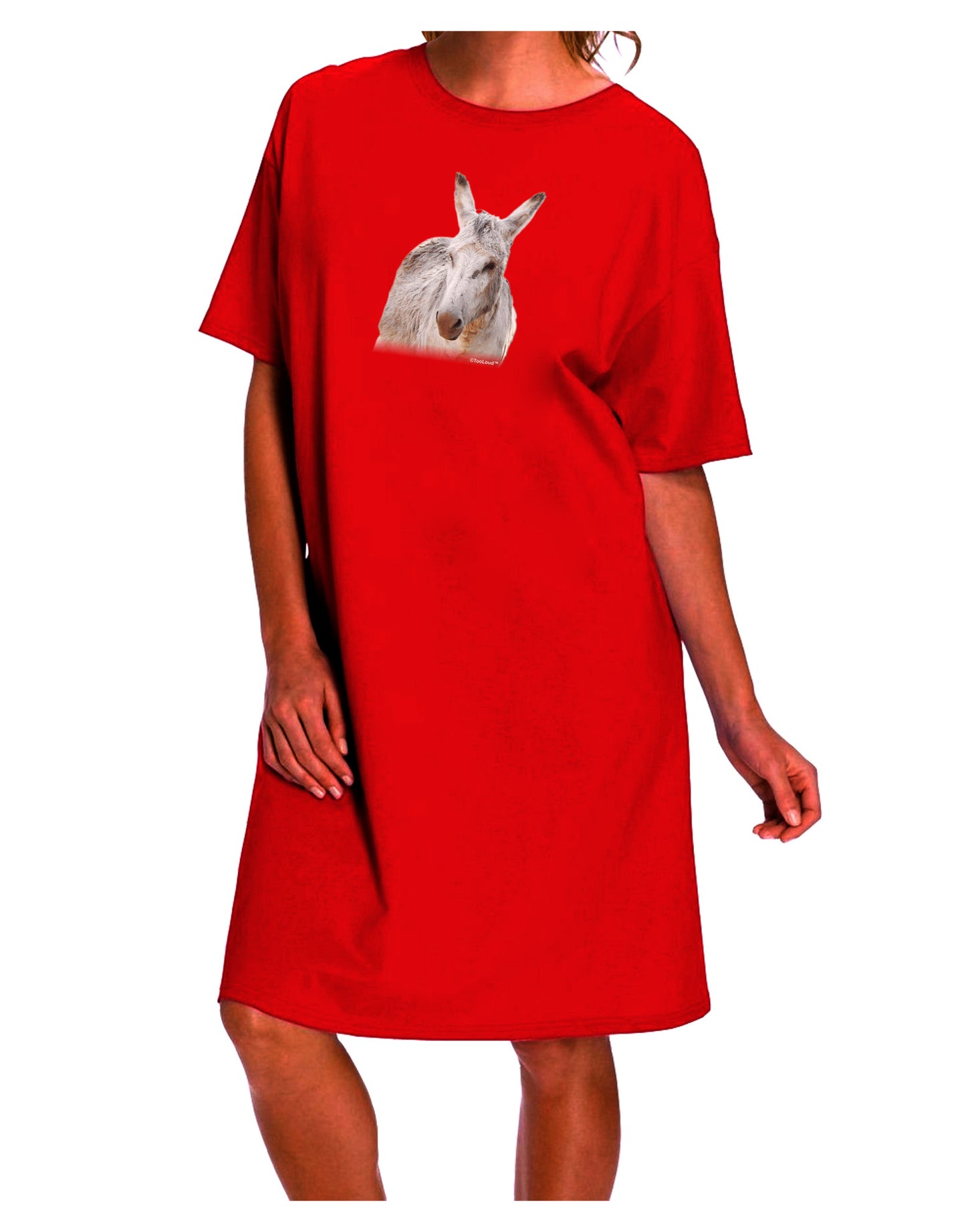 Stylish and Versatile Burro Cutout Adult Night Shirt Dress-Night Shirt-TooLoud-Red-One-Size-Davson Sales