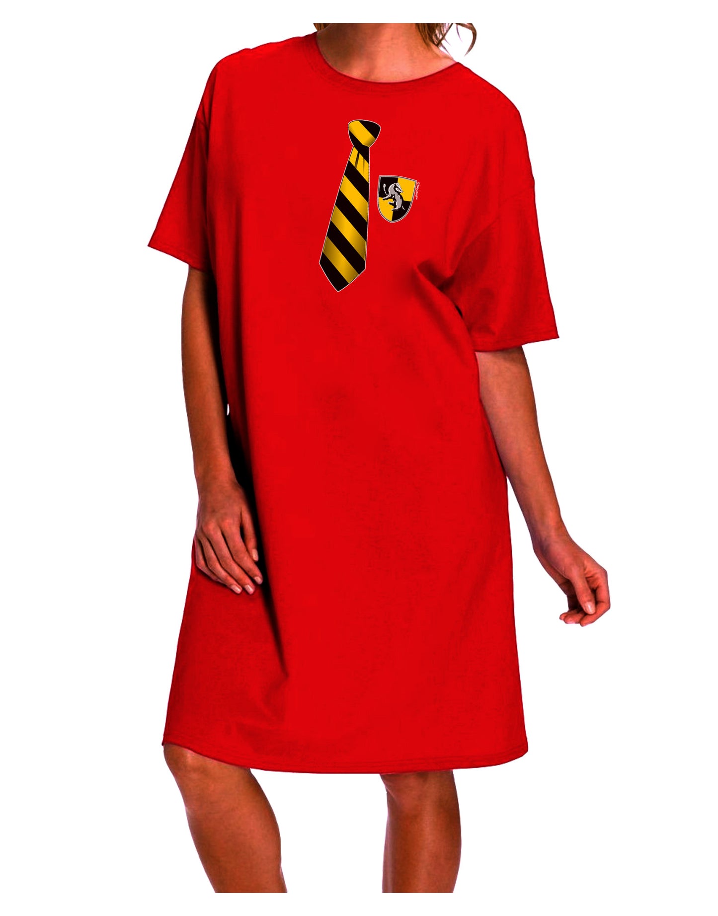 Stylish and Enchanting Wizard Tie Yellow and Black Adult Night Shirt Dress-Night Shirt-TooLoud-Red-One-Size-Fits-Most-Davson Sales