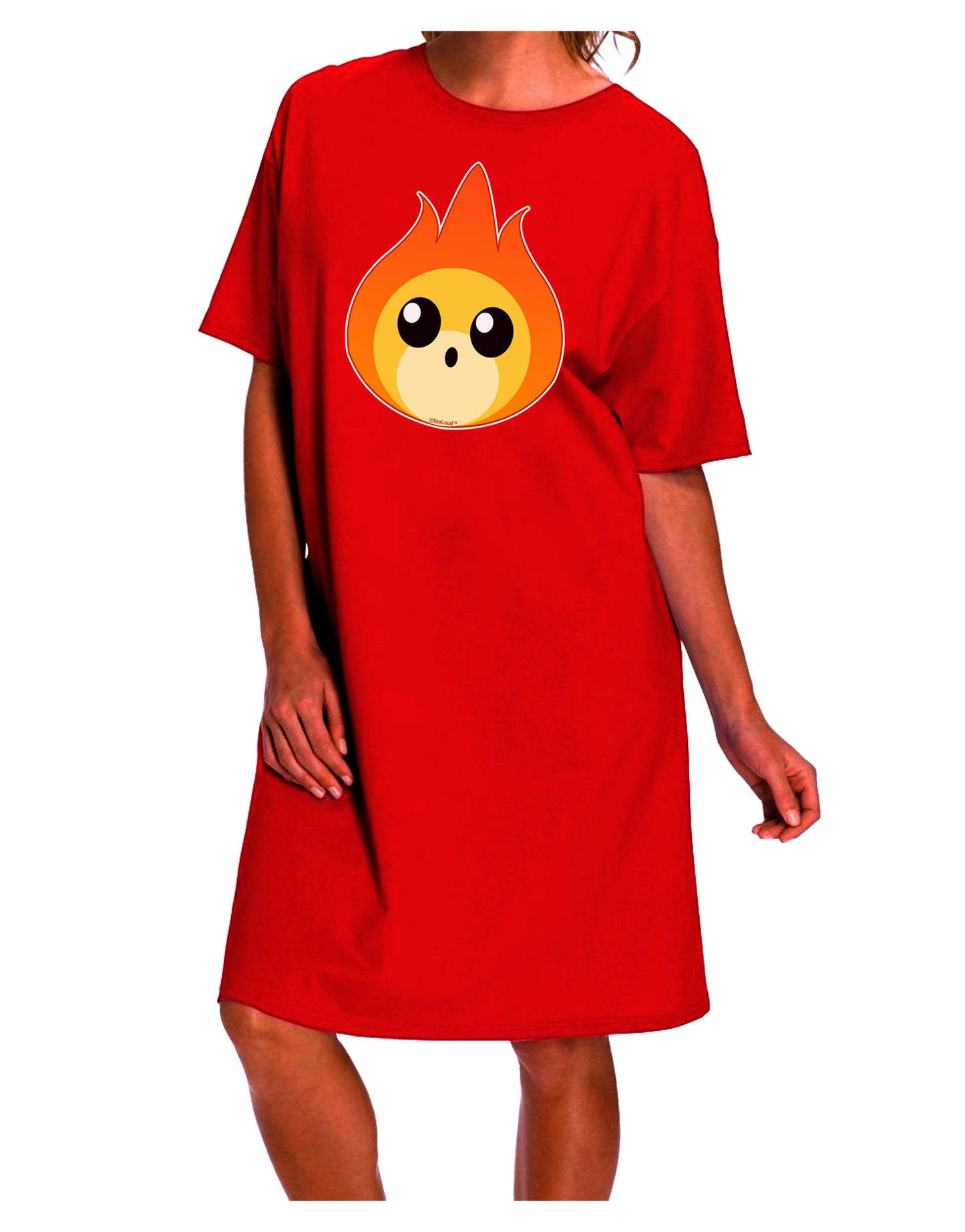 Stylish and Trendy Fireball Design Night Shirt Dress for Adults-Night Shirt-TooLoud-Red-One-Size-Davson Sales