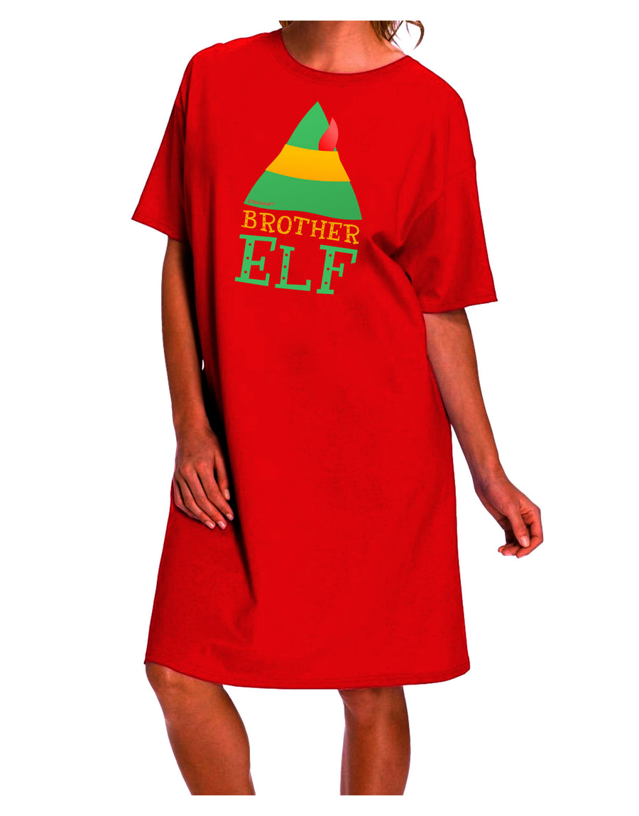 Festive Christmas Ensemble: Coordinated Elf Family - Brother Elf Adult Night Shirt Dress-Night Shirt-TooLoud-Red-One-Size-Davson Sales