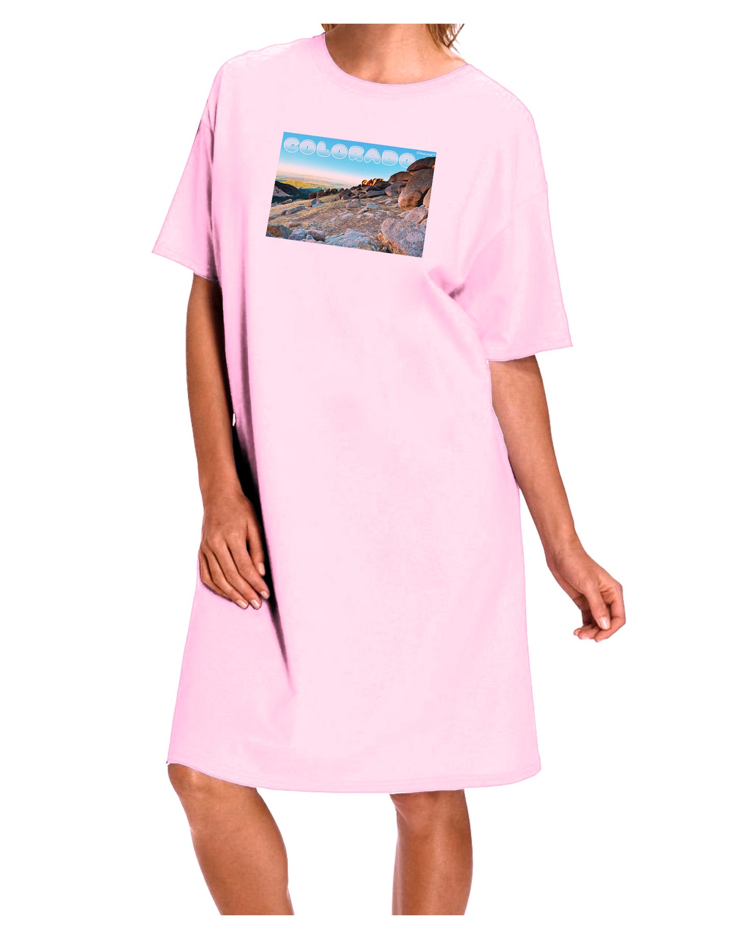 CO Rockies View with Text Adult Wear Around Night Shirt and Dress-Night Shirt-TooLoud-Pink-One-Size-Fits-Most-Davson Sales