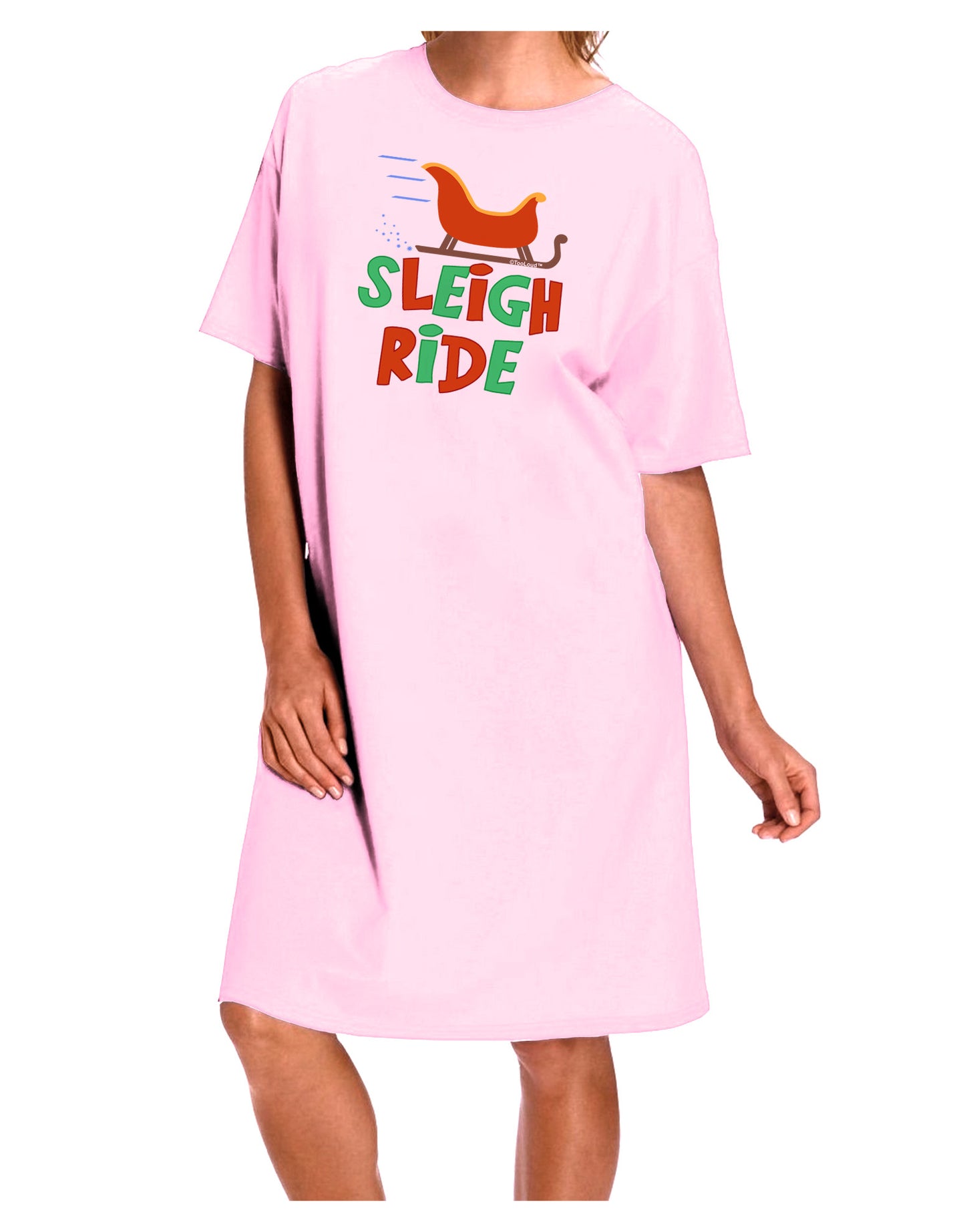 Sleigh Ride Color Adult Wear Around Night Shirt and Dress-Night Shirt-TooLoud-Pink-One-Size-Fits-Most-Davson Sales