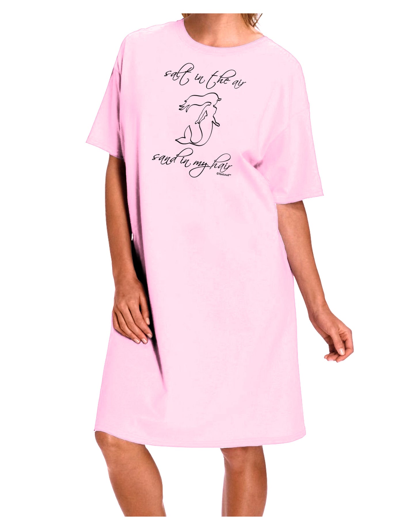 Salt in the Air Sand in My Hair - Mermaid Adult Wear Around Night Shirt and Dress-Night Shirt-TooLoud-Pink-One-Size-Fits-Most-Davson Sales