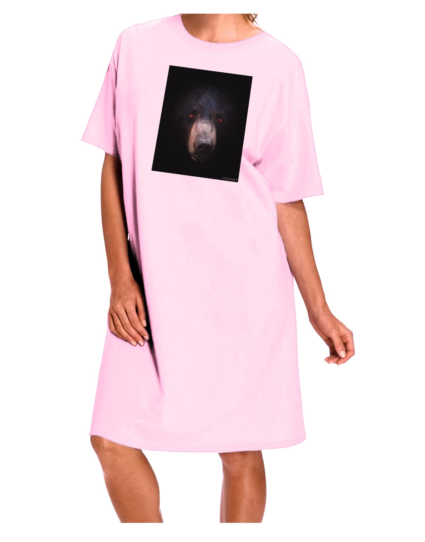 Scary Black Bear Adult Wear Around Night Shirt and Dress-Night Shirt-TooLoud-Pink-One-Size-Fits-Most-Davson Sales
