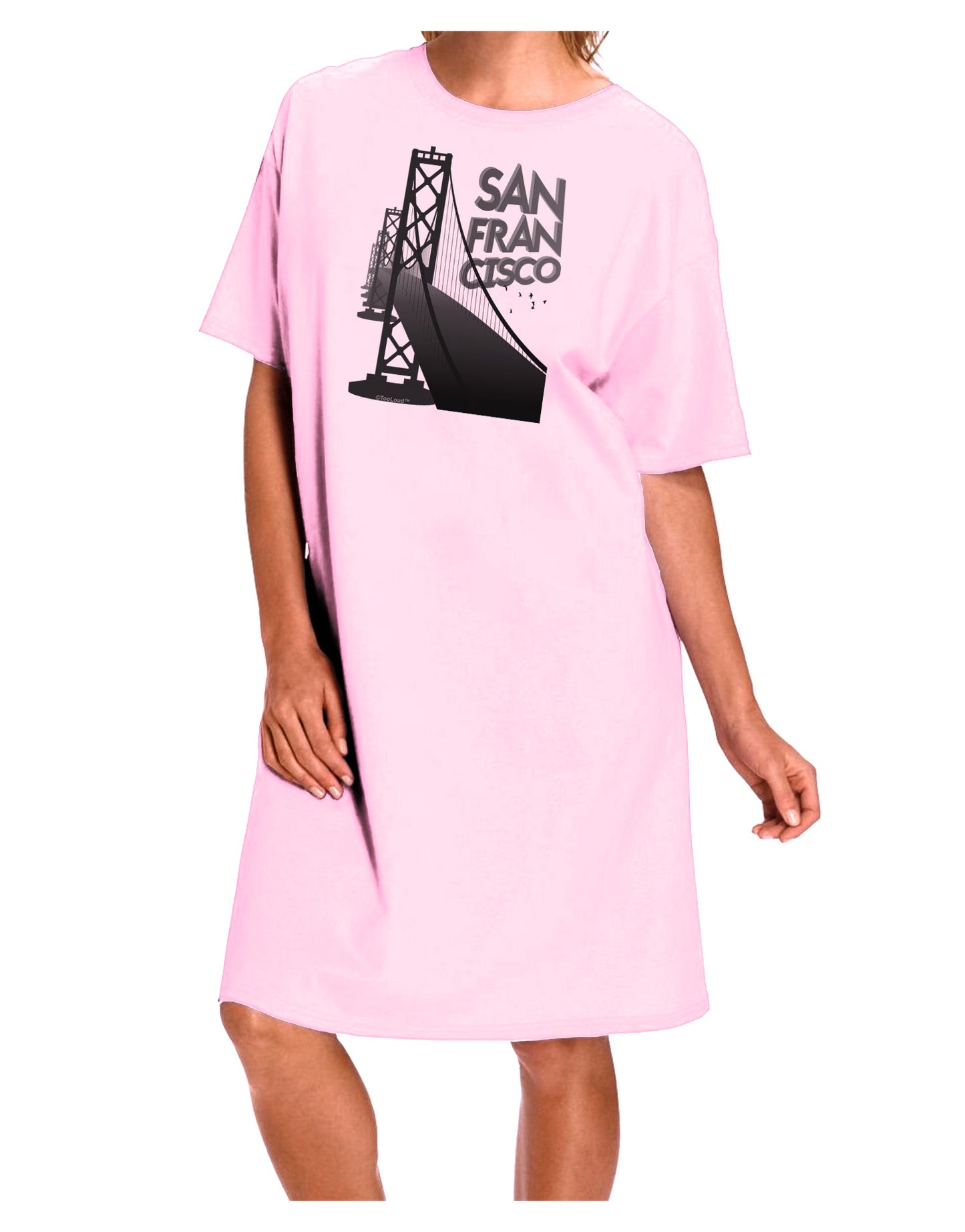 San Francisco Text Bay Bridge Adult Wear Around Night Shirt and Dress-Night Shirt-TooLoud-Pink-One-Size-Fits-Most-Davson Sales
