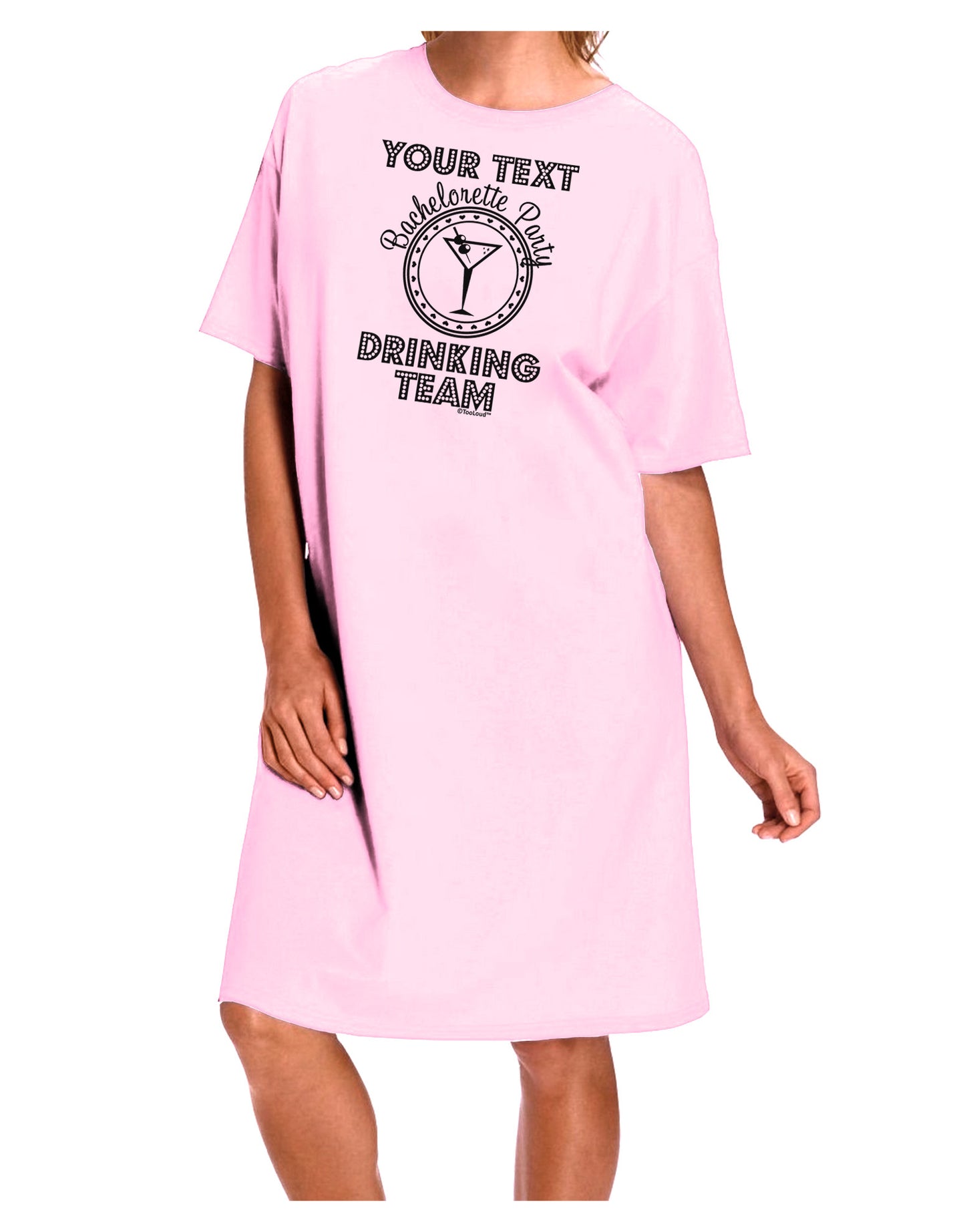 Personalized -Name- Bachelorette Party Drinking Team Adult Wear Around Night Shirt and Dress-Night Shirt-TooLoud-Pink-One-Size-Fits-Most-Davson Sales