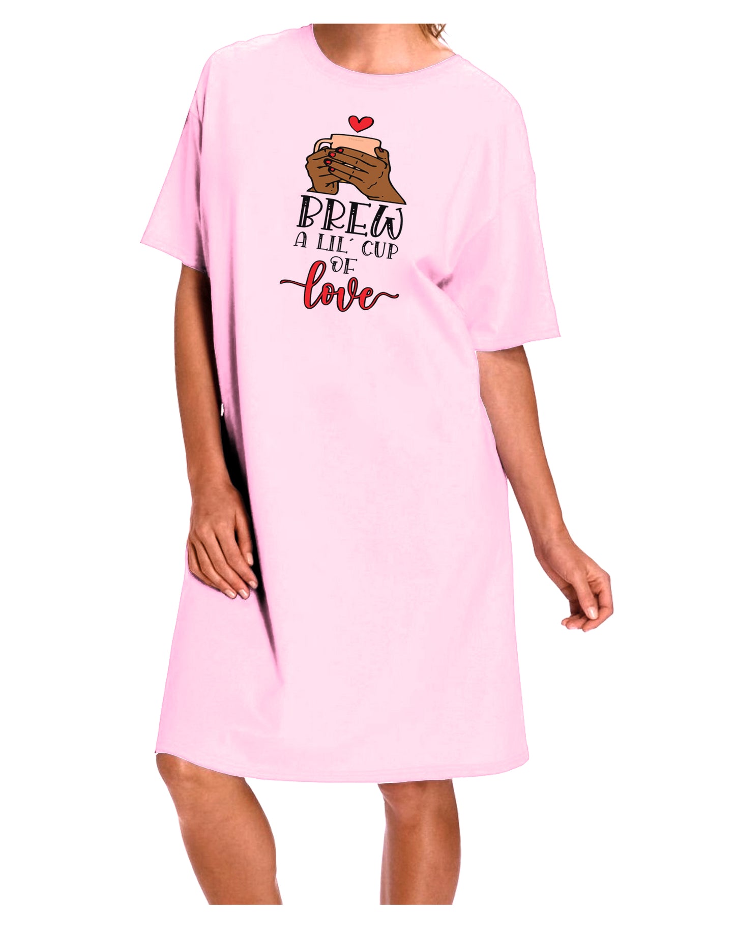 Brew a lil cup of love Adult Wear Around Night Shirt and Dress-Night Shirt-TooLoud-Pink-One-Size-Fits-Most-Davson Sales