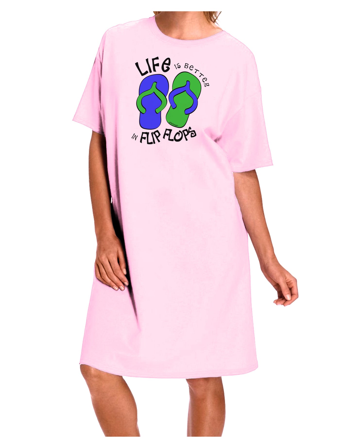 Life is Better in Flip Flops - Blue and Green Adult Wear Around Night Shirt and Dress-Night Shirt-TooLoud-Pink-One-Size-Fits-Most-Davson Sales