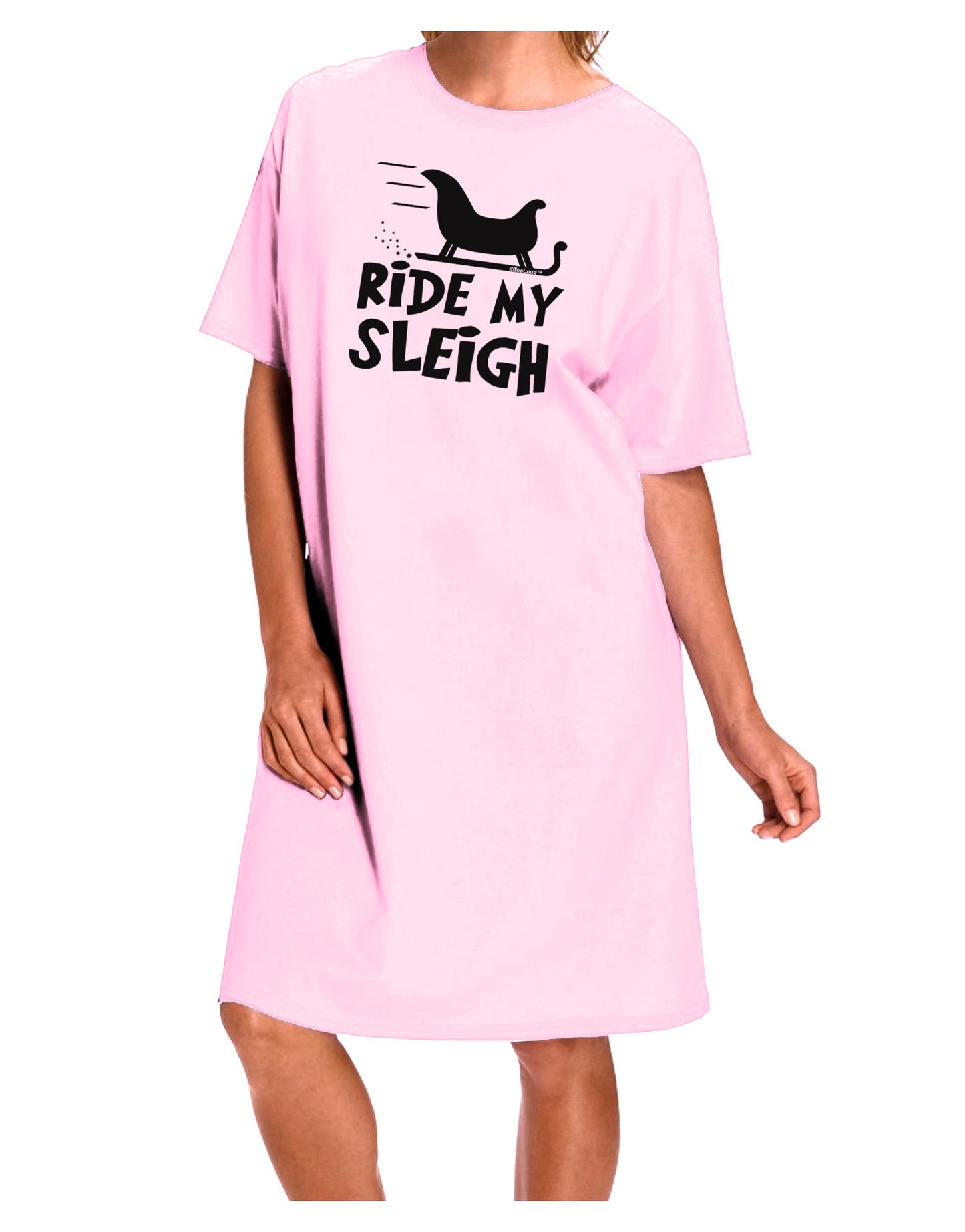 Ride My Sleigh BnW Adult Wear Around Night Shirt and Dress-Night Shirt-TooLoud-Pink-One-Size-Fits-Most-Davson Sales
