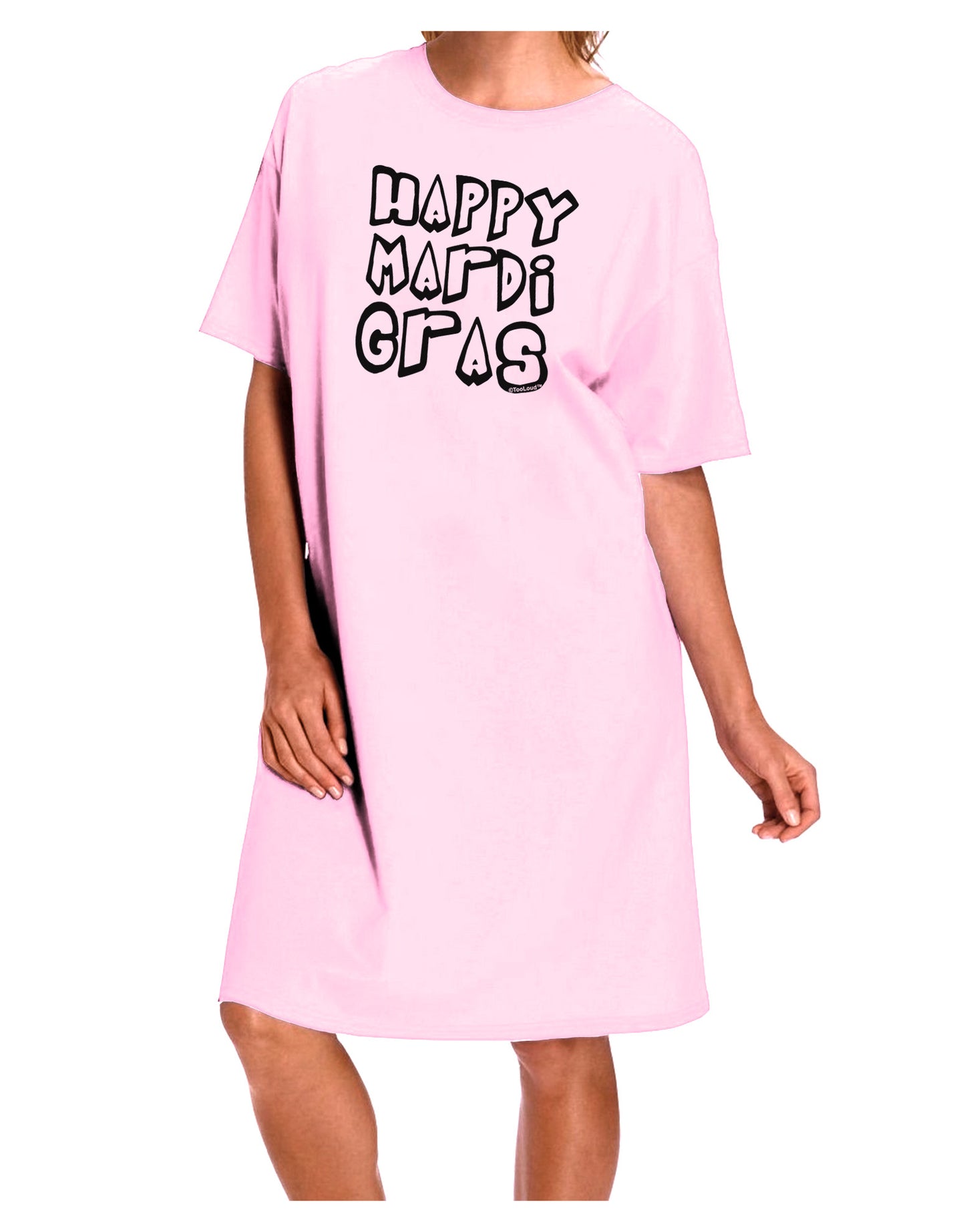 Happy Mardi Gras Text 2 BnW Adult Wear Around Night Shirt and Dress-Night Shirt-TooLoud-Pink-One-Size-Fits-Most-Davson Sales