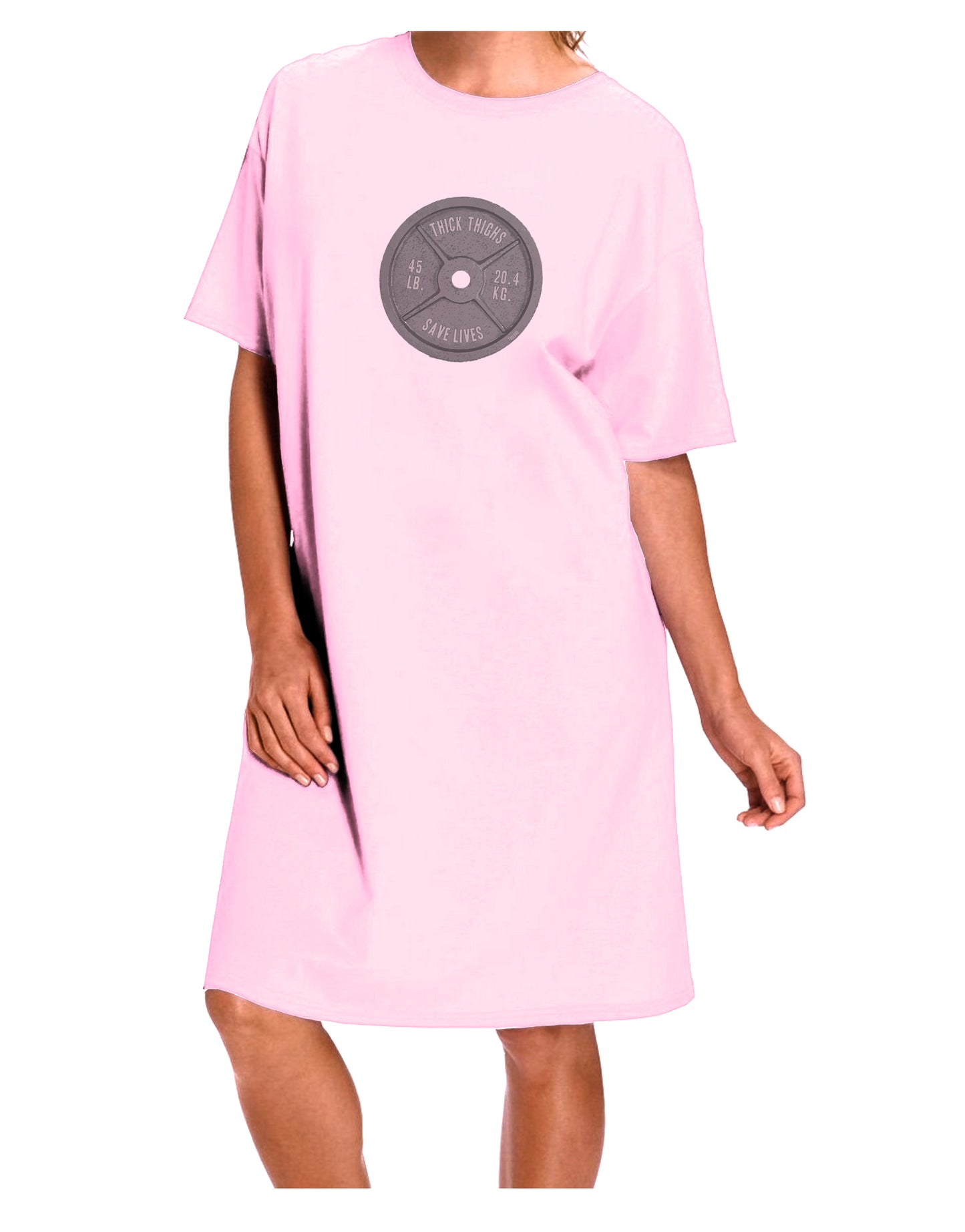 Funny Workout Weight Training Thick Thighs Save Lives Adult Wear Around Night Shirt and Dress by TooLoud-Night Shirt-TooLoud-Pink-One-Size-Fits-Most-Davson Sales