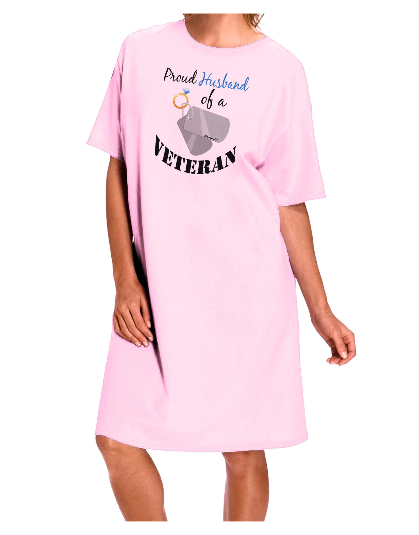 Husband of Veteran Adult Wear Around Night Shirt and Dress-Night Shirt-TooLoud-Pink-One-Size-Fits-Most-Davson Sales