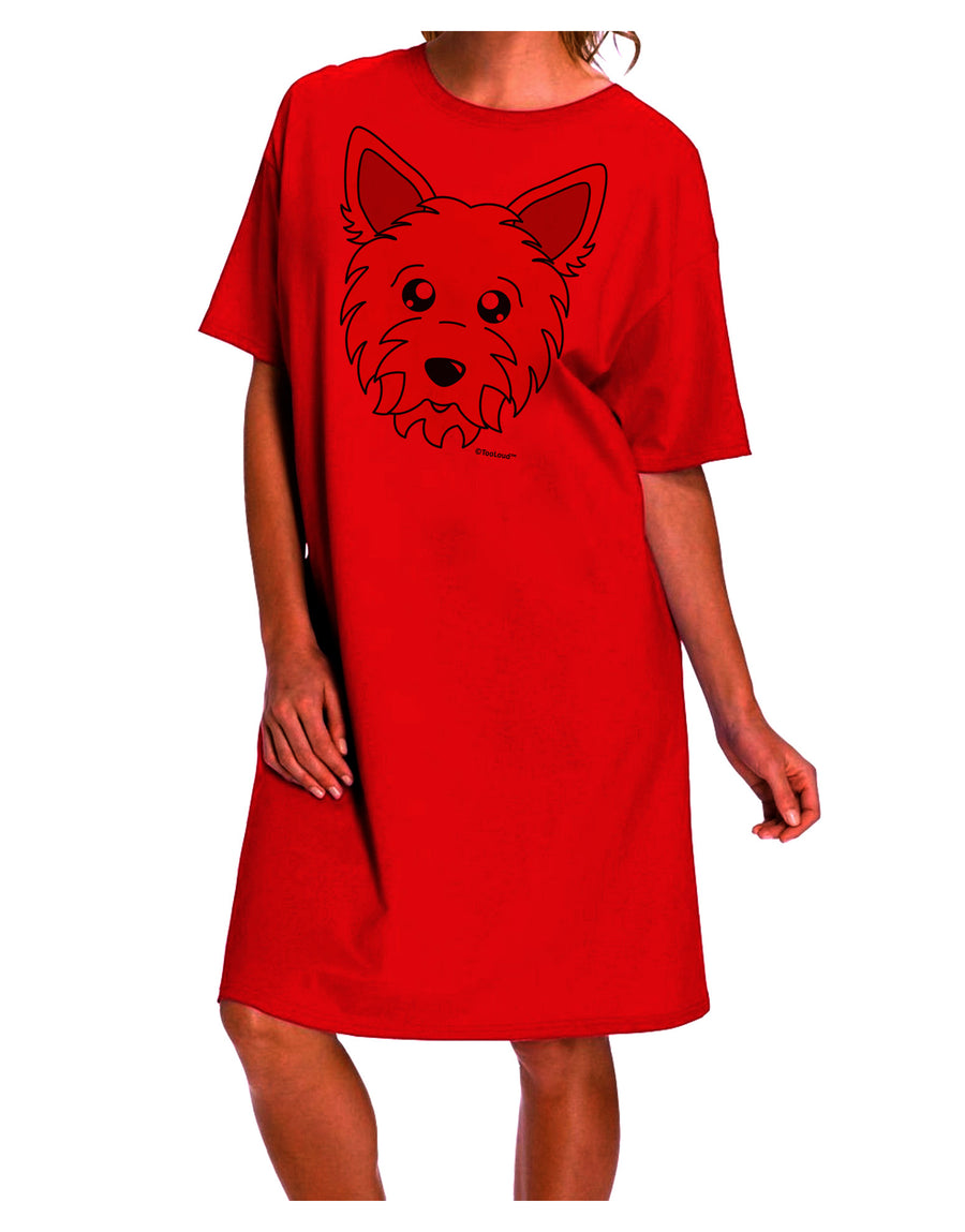 Cute Yorkshire Terrier Yorkie Dog Adult Wear Around Night Shirt and Dress by TooLoud-Night Shirt-TooLoud-Red-One-Size-Davson Sales