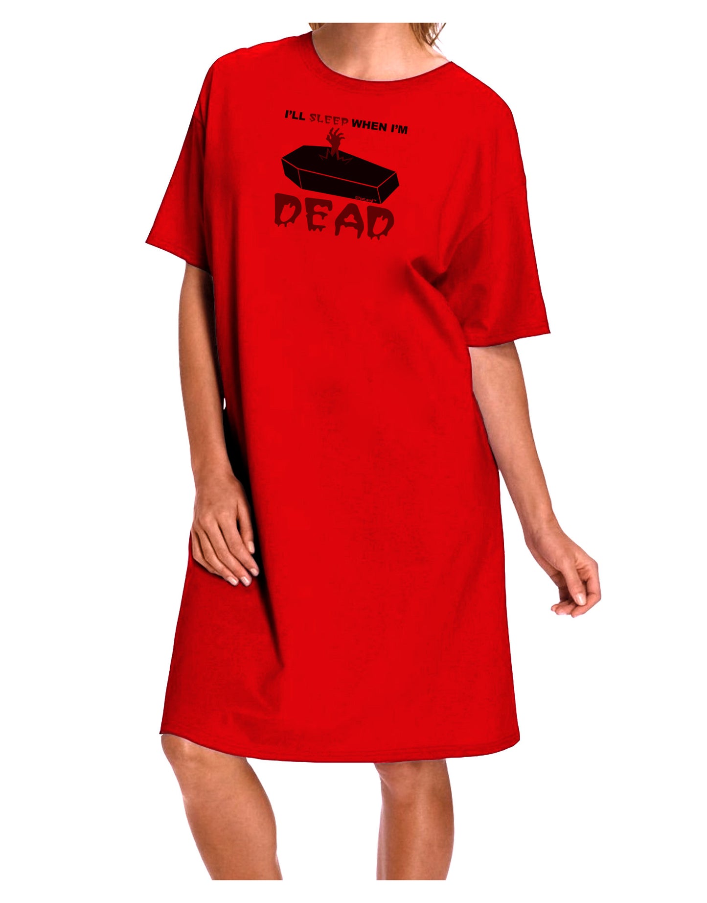 Sleep When Dead Coffin Adult Wear Around Night Shirt and Dress-Night Shirt-TooLoud-Red-One-Size-Fits-Most-Davson Sales