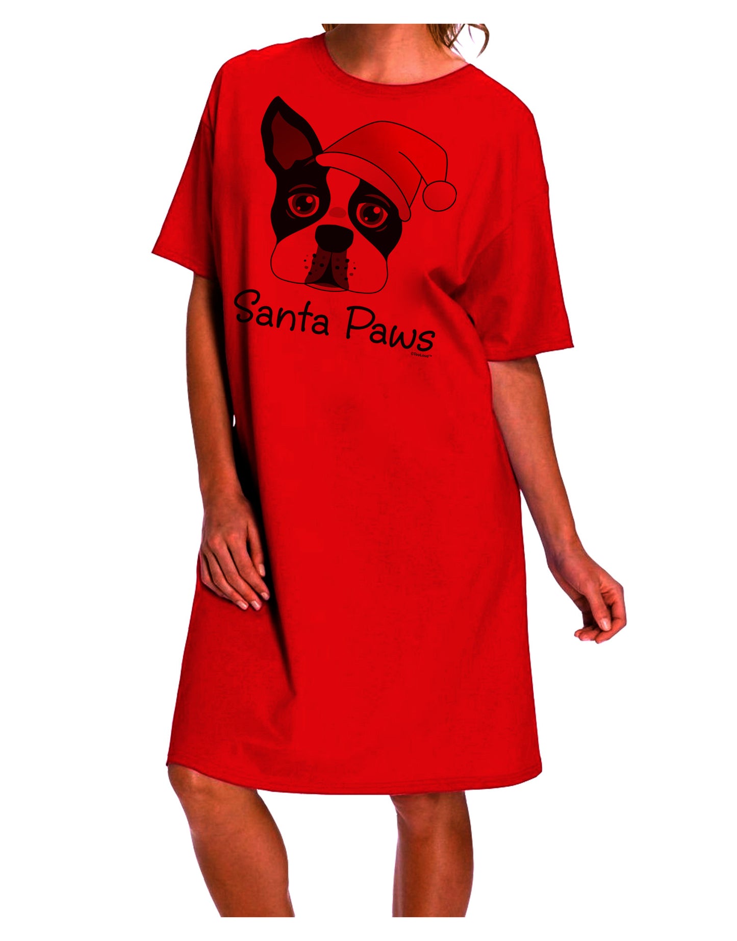 Santa Paws Christmas Dog Adult Wear Around Night Shirt and Dress-Night Shirt-TooLoud-Red-One-Size-Fits-Most-Davson Sales